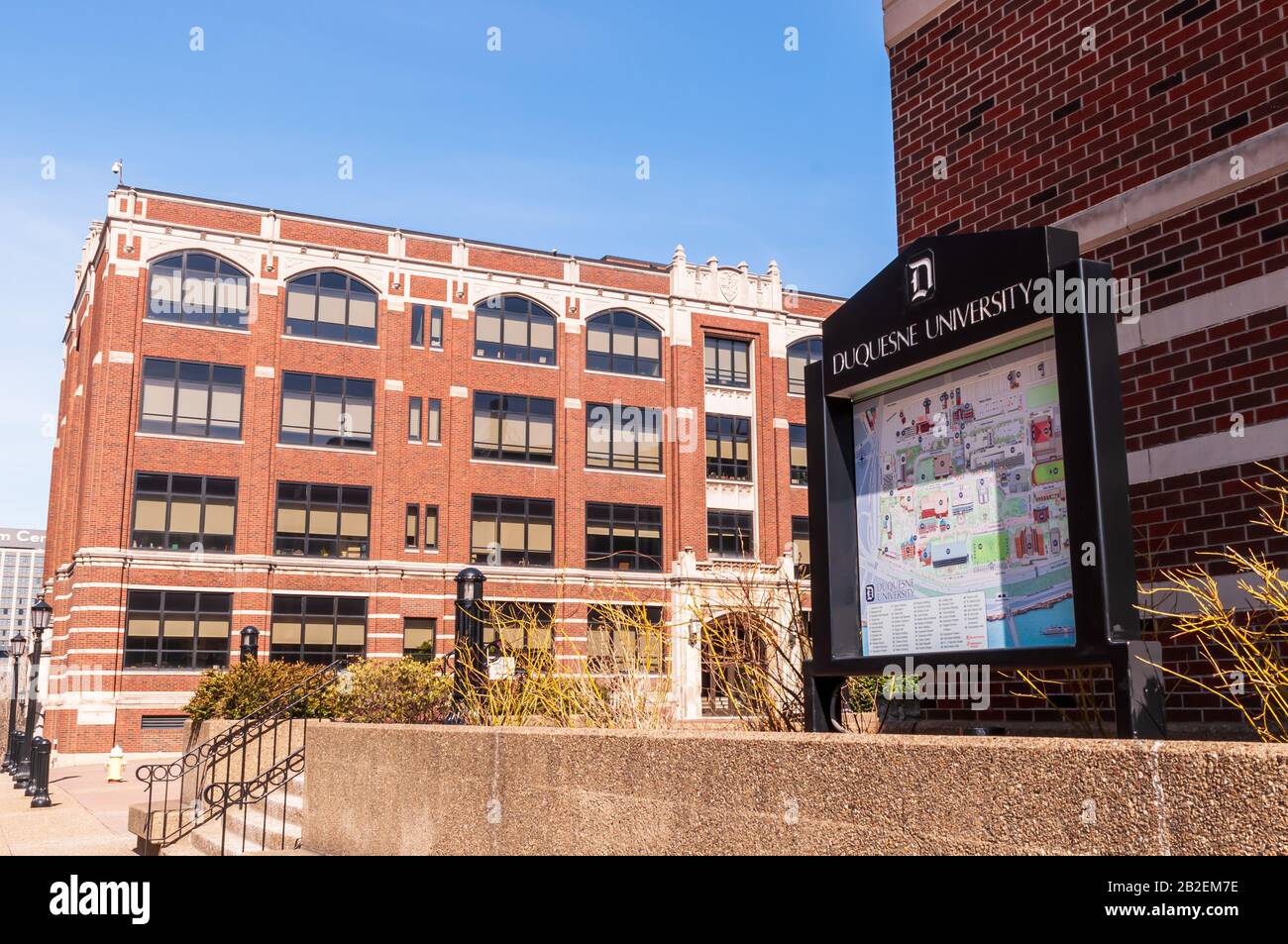 A map of the Duquesne University next to Bayer Hall with Canevin Hall