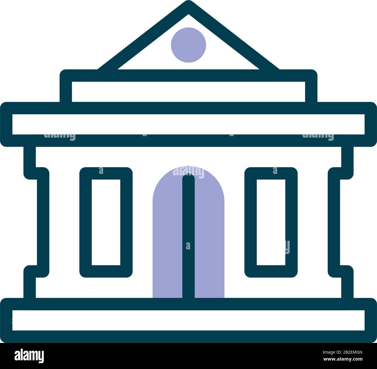 bank building icon over white background, half color style, vector ...