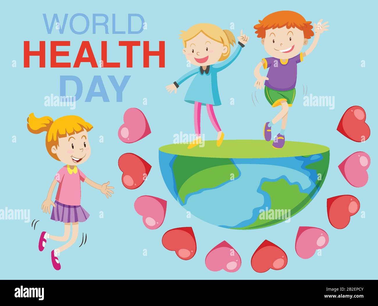 Poster design for world health day with children on earth in background  illustration Stock Vector Image & Art - Alamy
