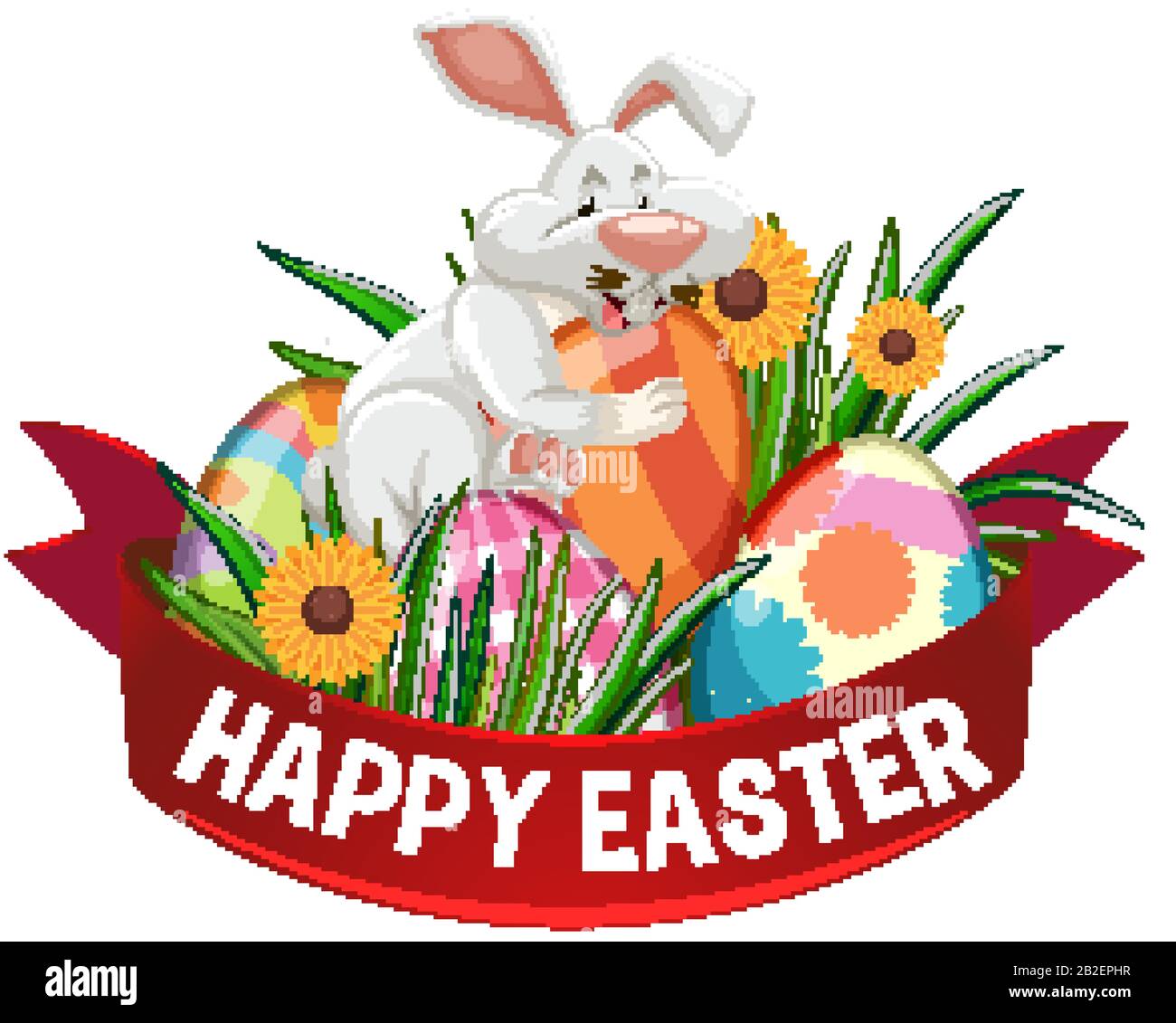 Poster design for easter with painted eggs and bunny illustration Stock ...