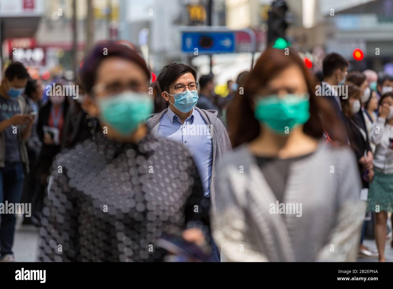 People wearing masks during the Corona Virus. Stock Photo