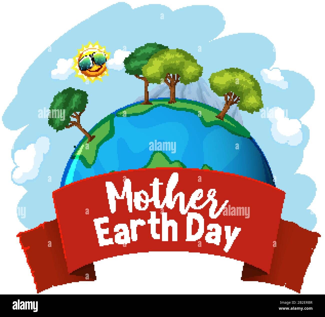 Poster design for mother earth day with many trees on earth illustration Stock Vector
