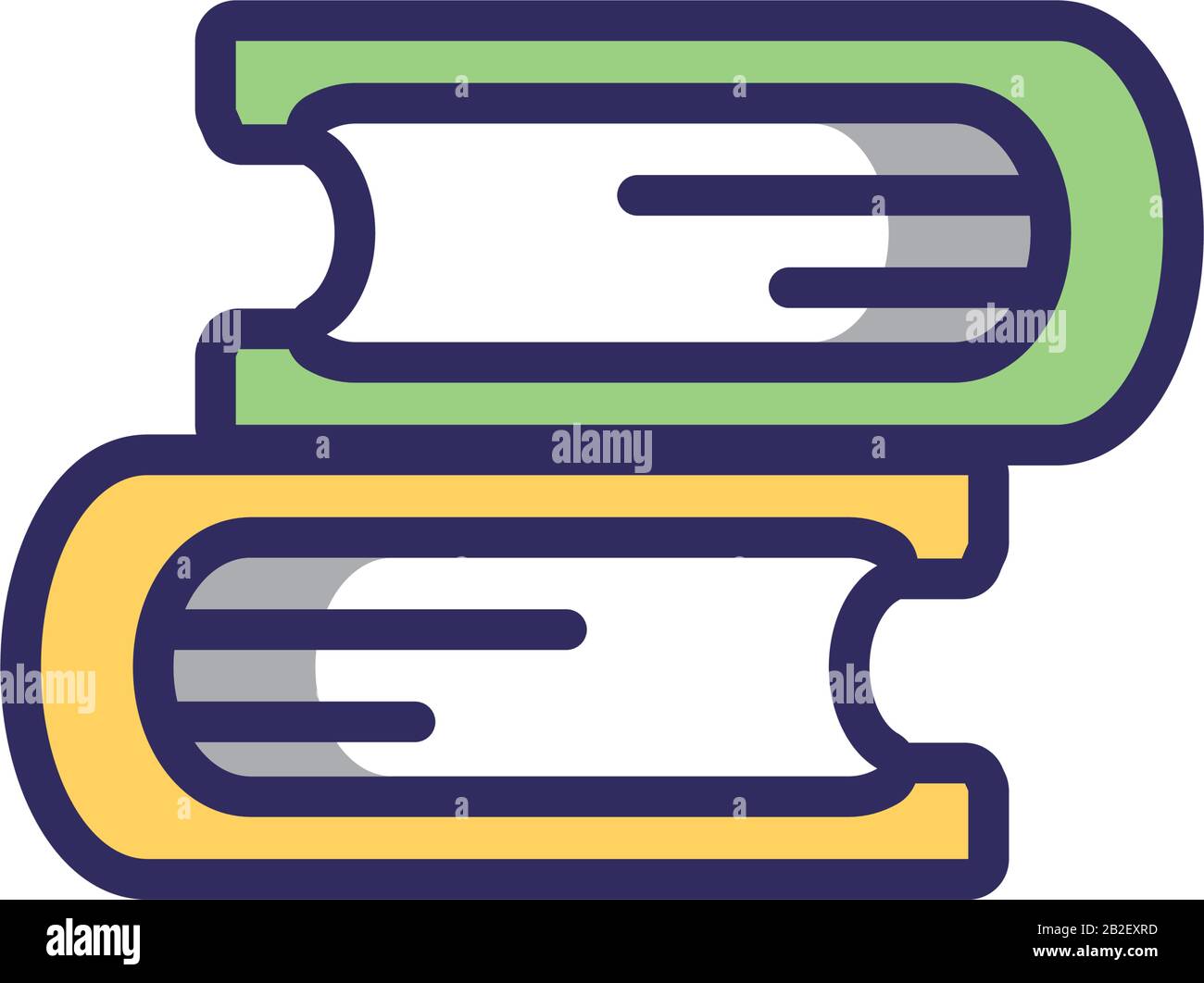 books icon over white background, colorful line and fill style, vector ...
