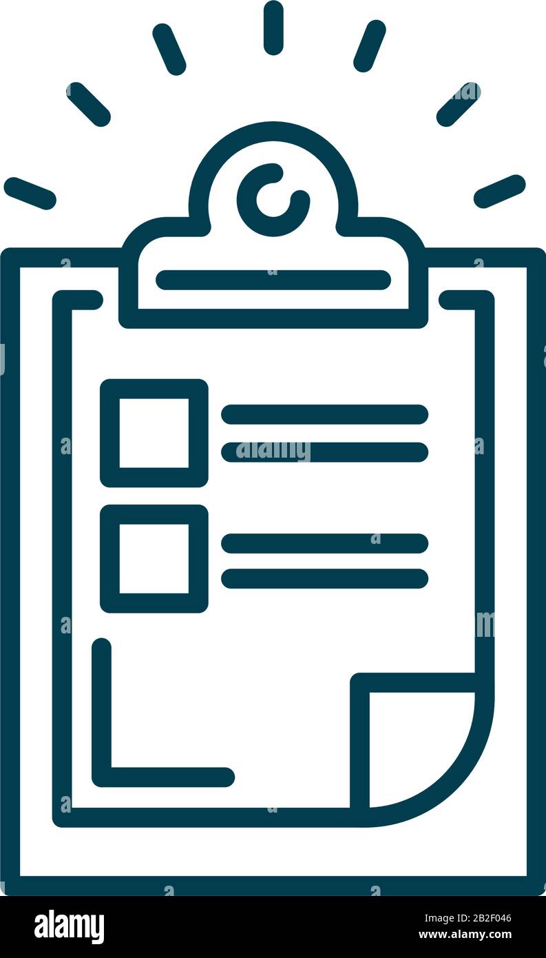 clipboard with checklist icon over white background, line style, vector ...
