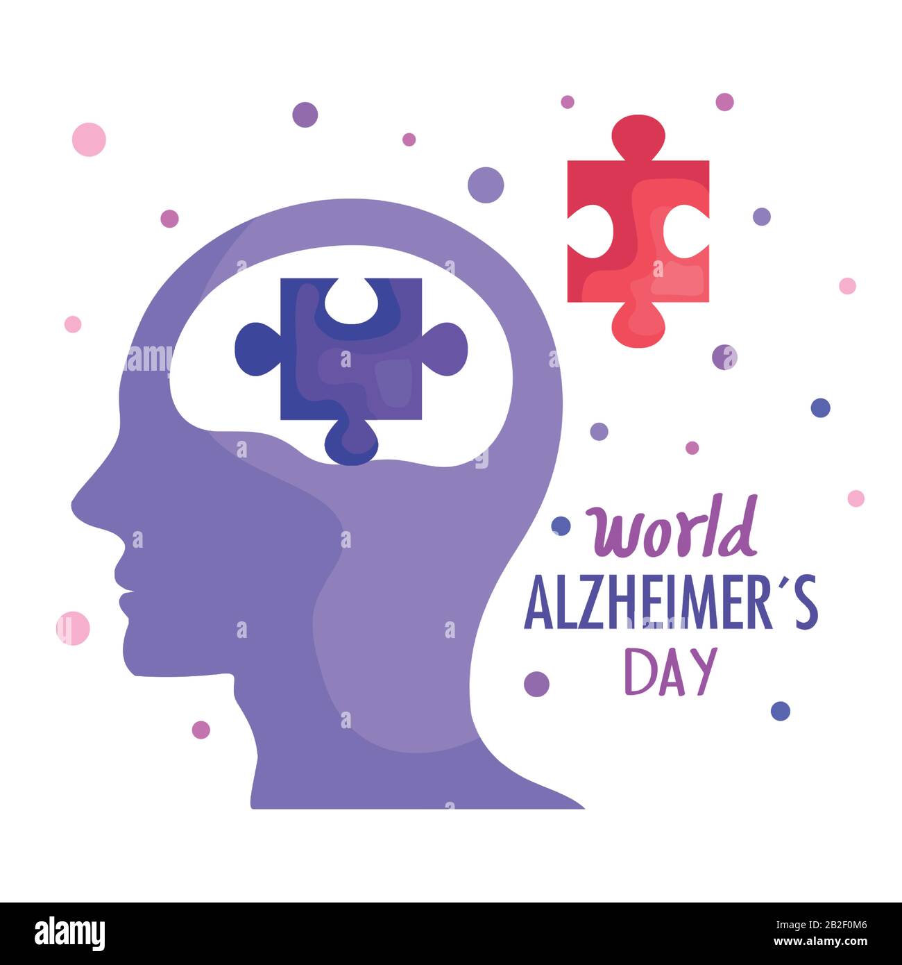 world alzheimer day with head profile and puzzle pieces Stock Vector ...