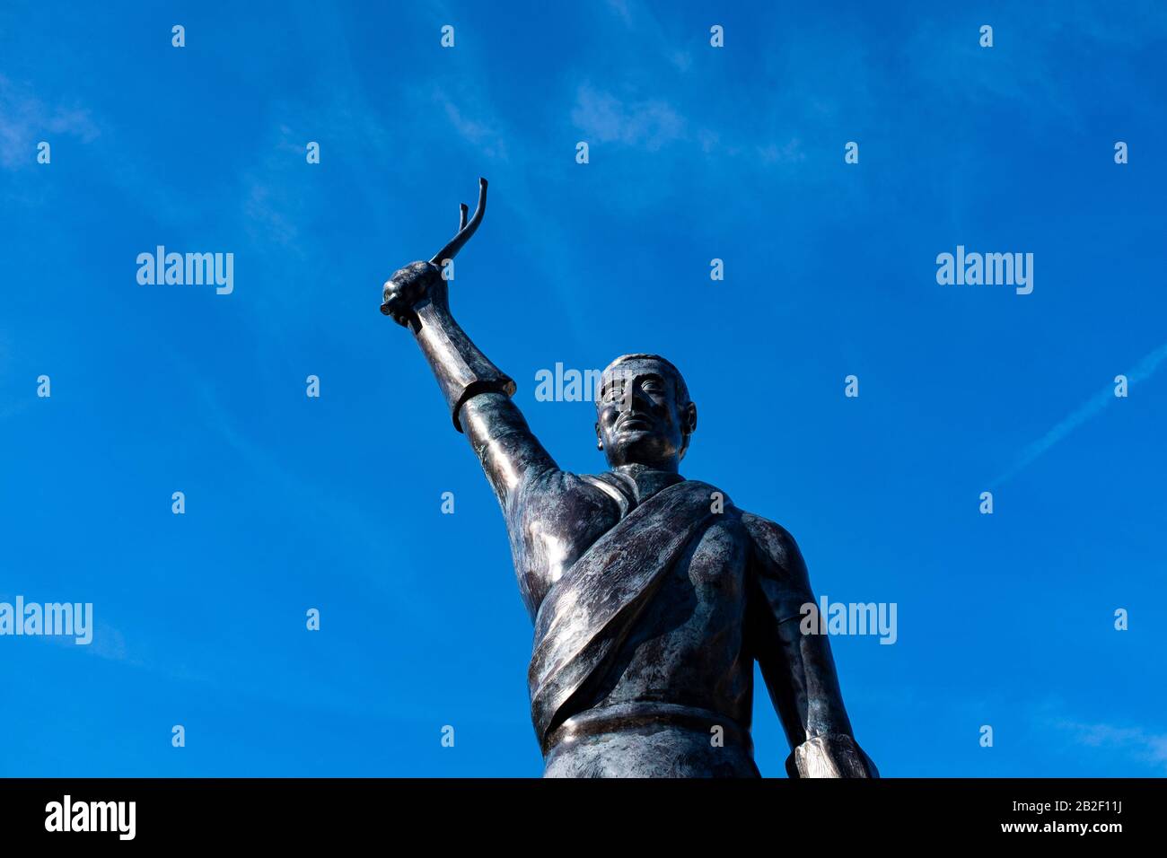 Statue of cyclist Eugene Christophe, Sainte-Marie de Campan, Bigorre, France Stock Photo