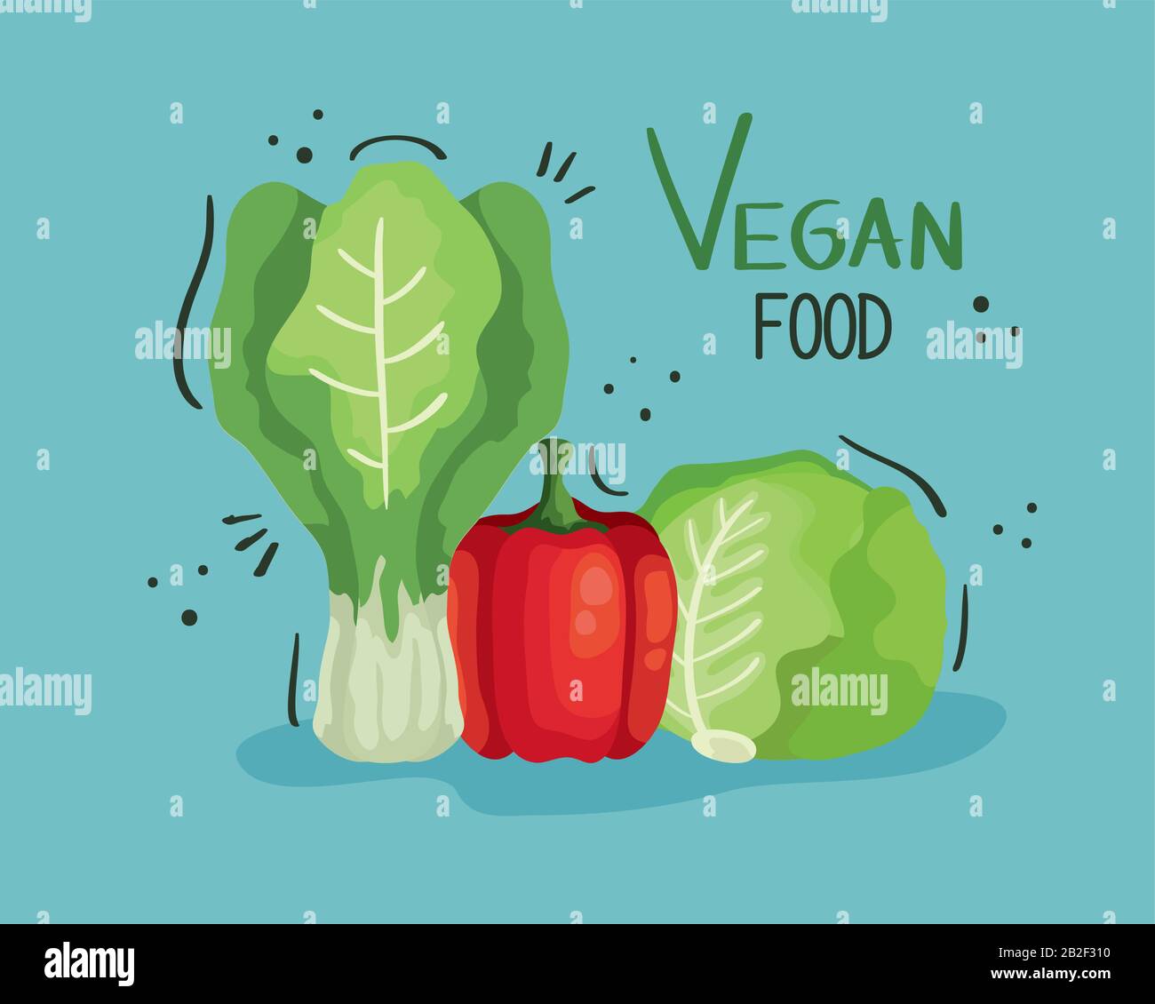 vegan food poster with bell pepper and vegetables Stock Vector Image ...