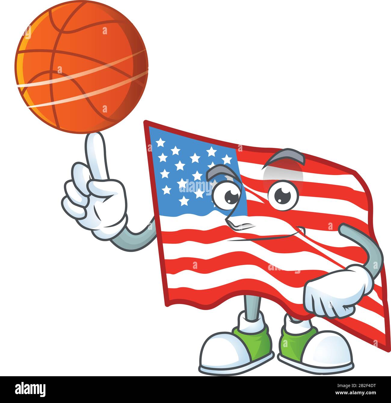 A Strong Usa Flag Cartoon Character With A Basketball Stock Vector Image Art Alamy