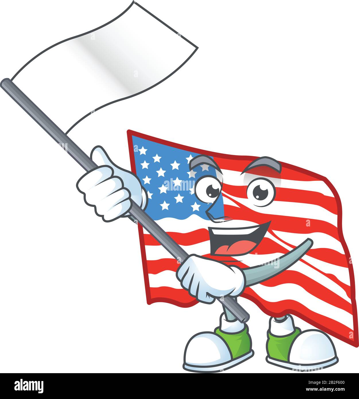 Funny USA flag cartoon character design with a flag Stock Vector Image