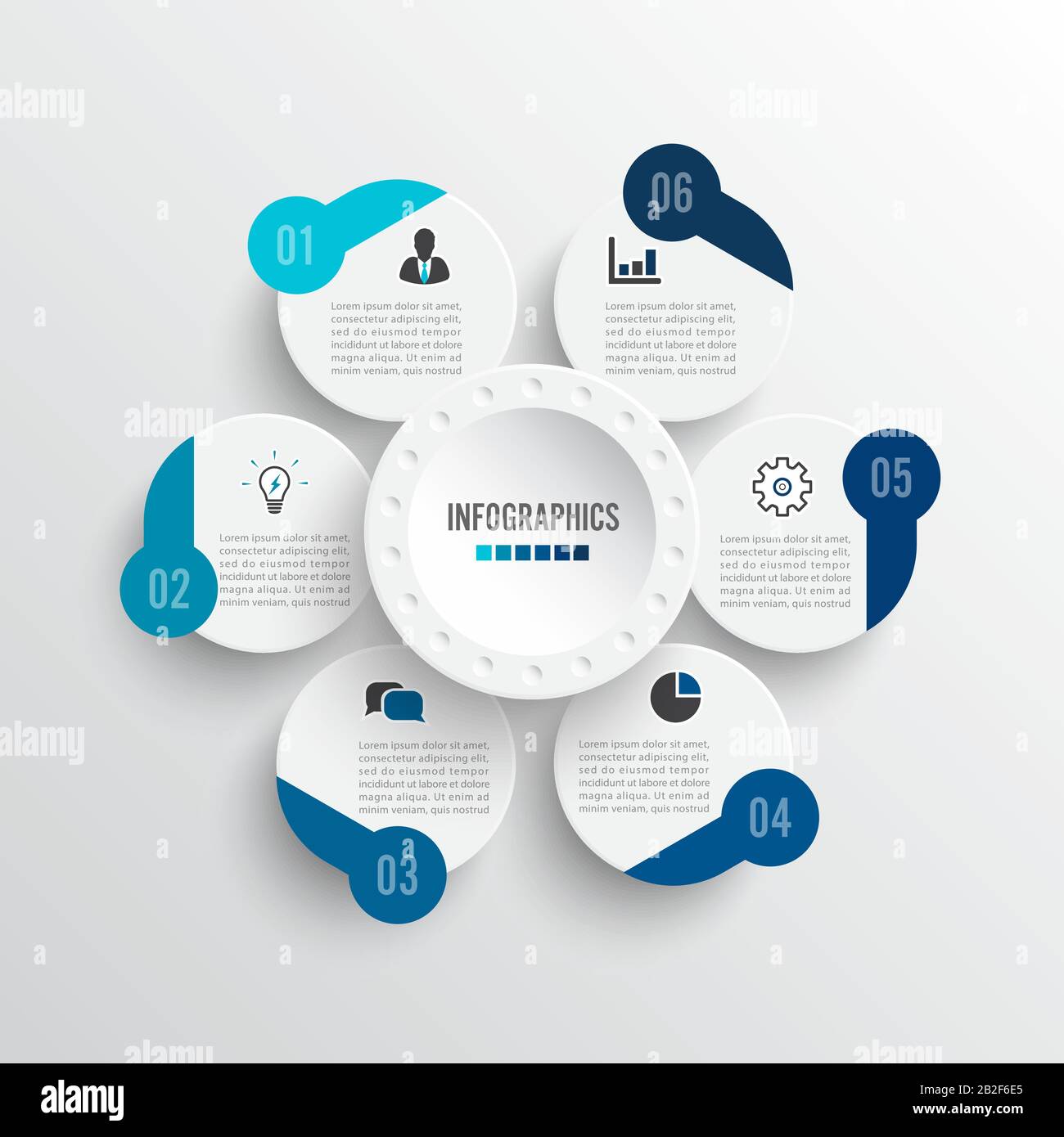 Vector illustration infographics 6 options. Template for brochure ...