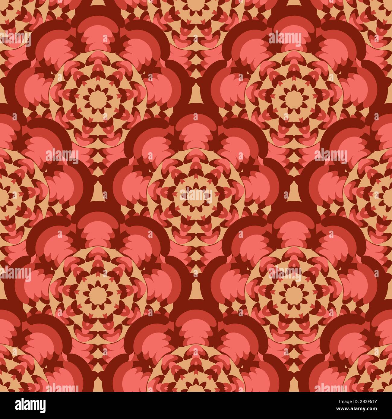Seamless abstract pattern flowers ornament on beige background. Vector image Stock Vector