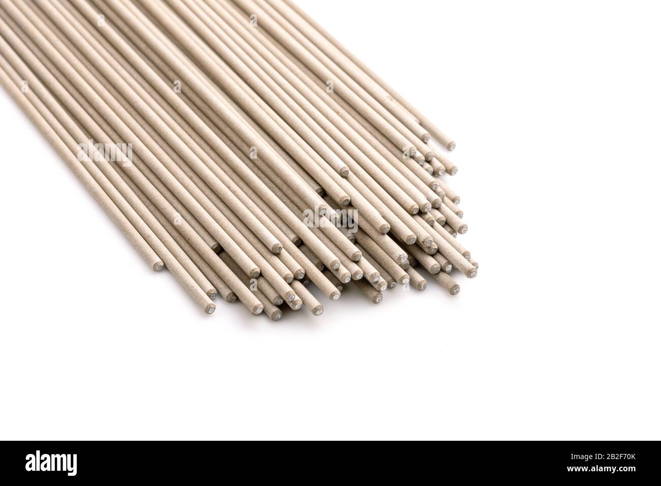Close up new welding rod for steel connect isolated on white background