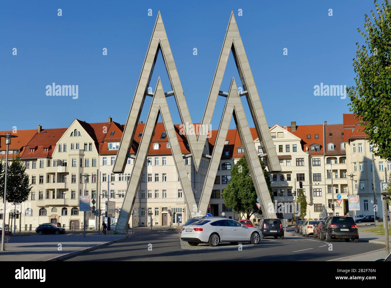 Messesymbol, Alte Messe, Prager Strasse, Leipzig, Sachsen, Deutschland Stock Photo