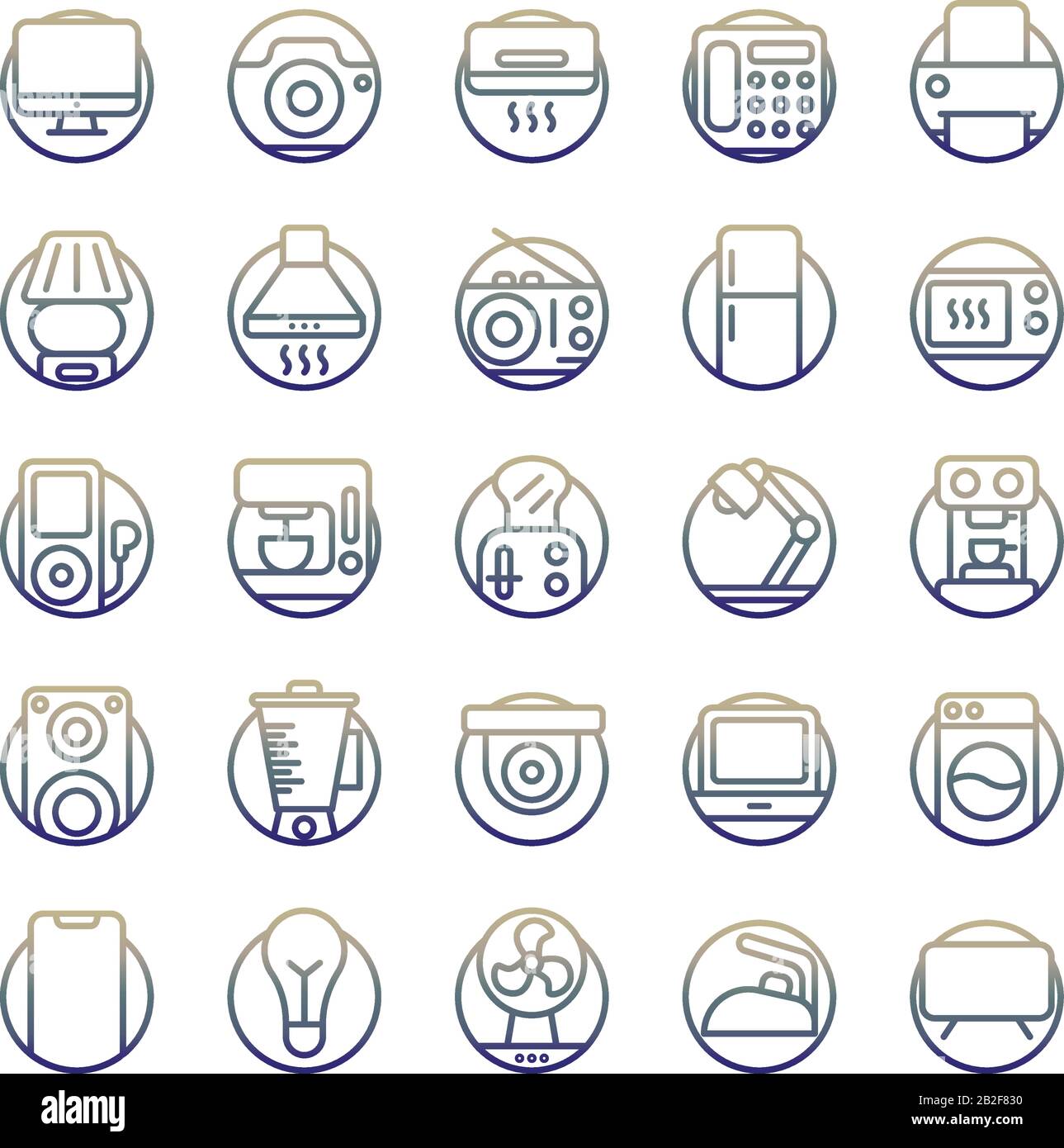 Electrical  Appliance gradient icon set. Vector and Illustration. Stock Vector
