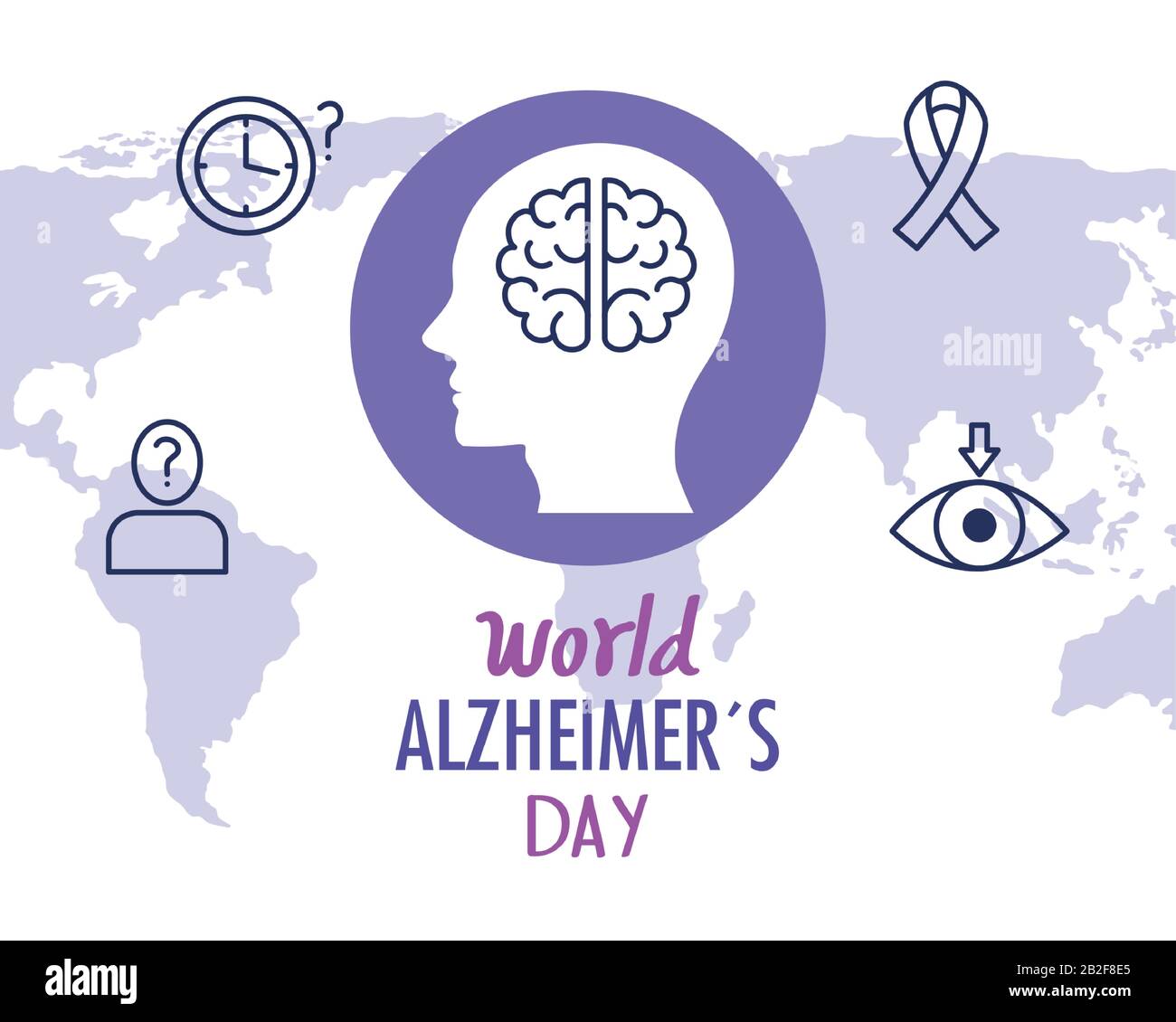 world alzheimer day with head profile and icons Stock Vector Image ...