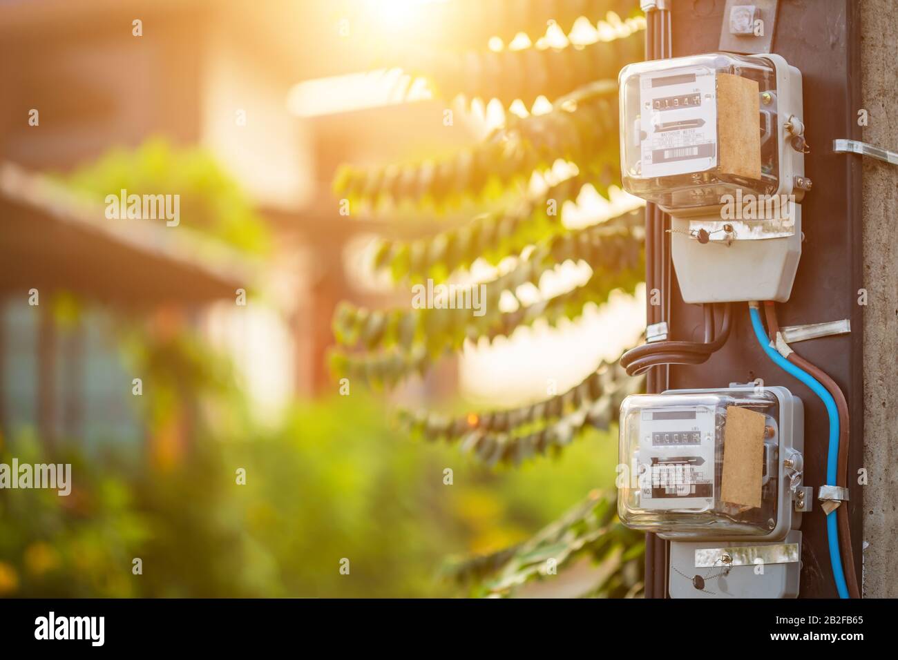 Thailand's electric meter. Electric meter installed on the pole to