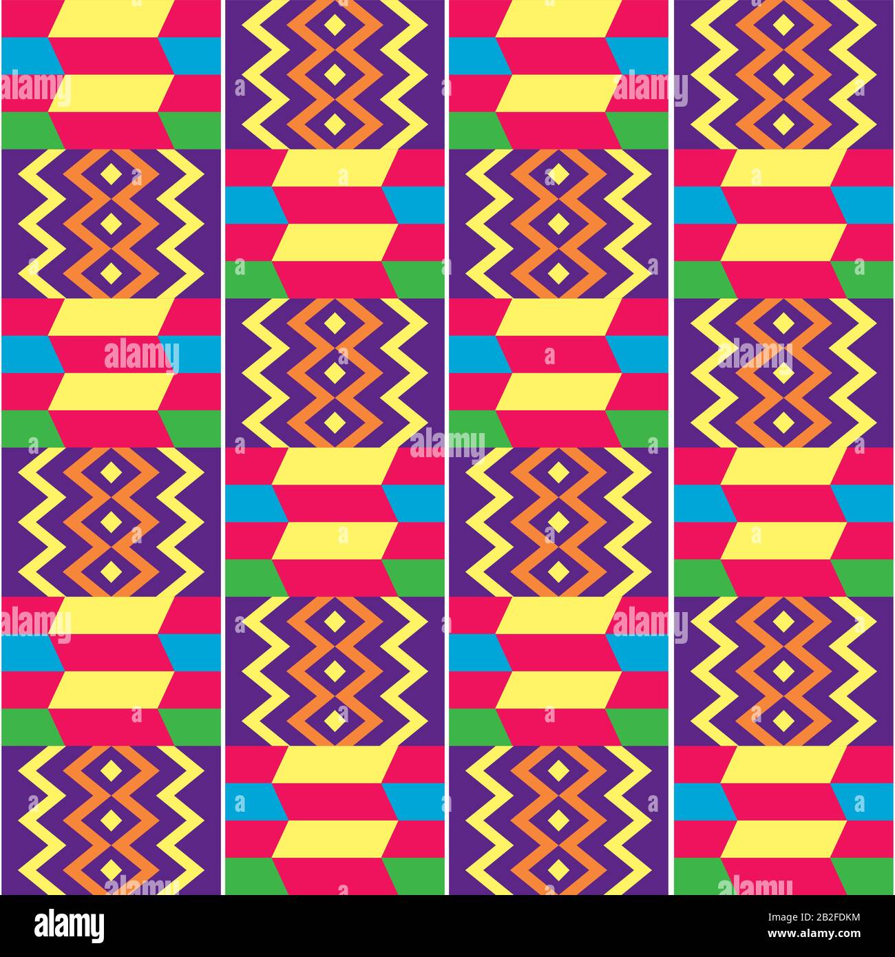 African Kente style vector seamless textile pattern, tribal design inspired by textiles from Africa Stock Vector
