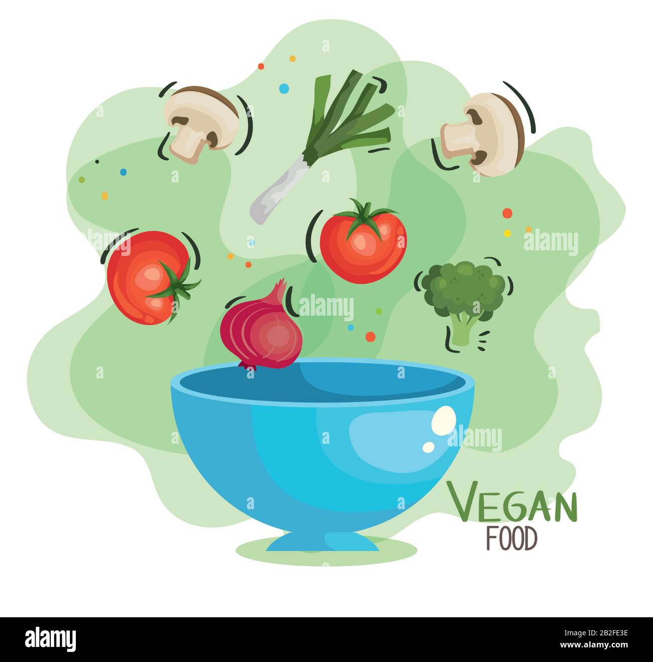 vegan food poster with bowl and vegetables Stock Vector Image & Art - Alamy