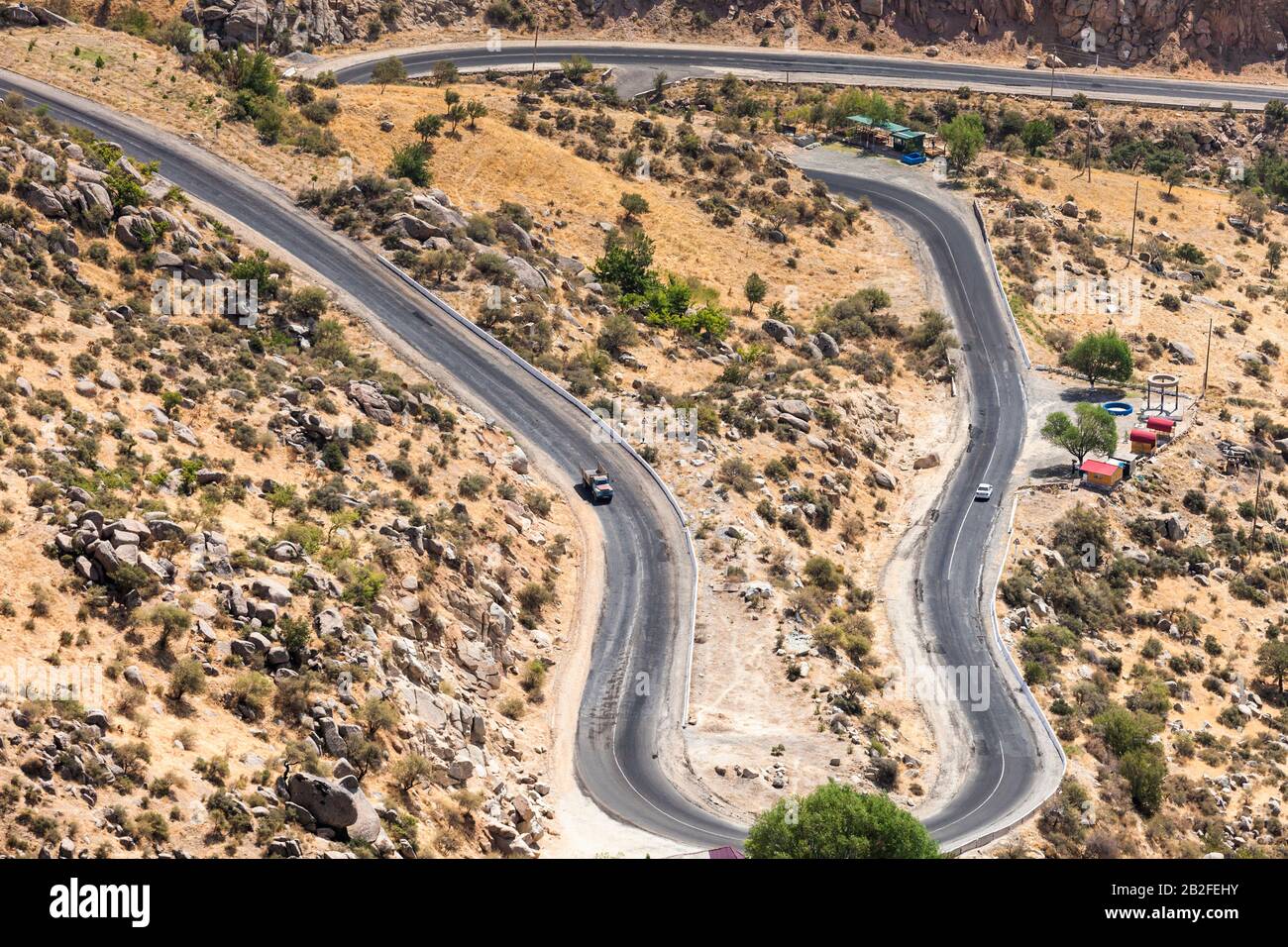 Mountain pass of M39 road,  Qashqadaryo Region, Uzbekistan, Central Asia, Asia Stock Photo