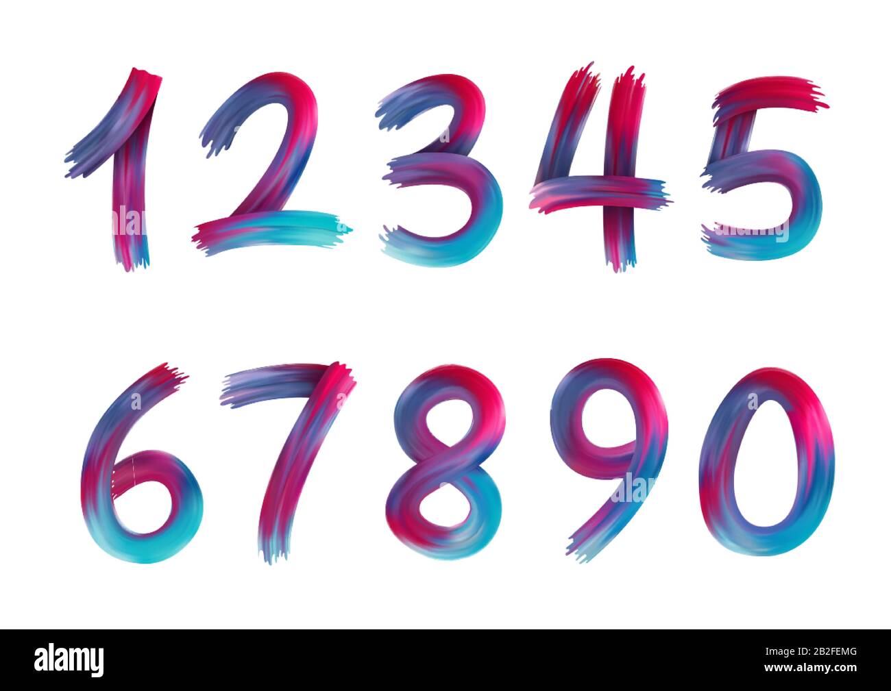 Acrylic paint rainbow colorful numbers. Number in the form of oil brush . Template for products, advertizing, web banners, leaflets, certificates and Stock Vector