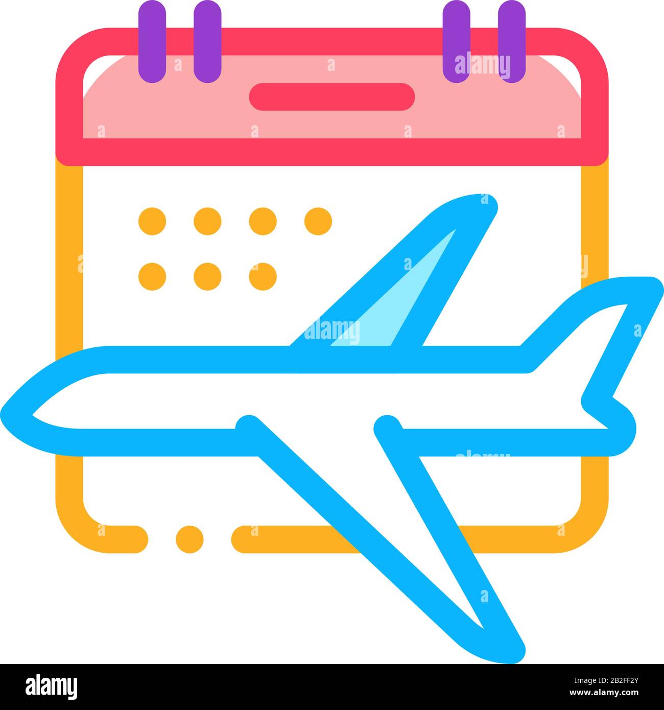 Plane Fly Calendar Date Icon Thin Line Vector Stock Vector Image & Art