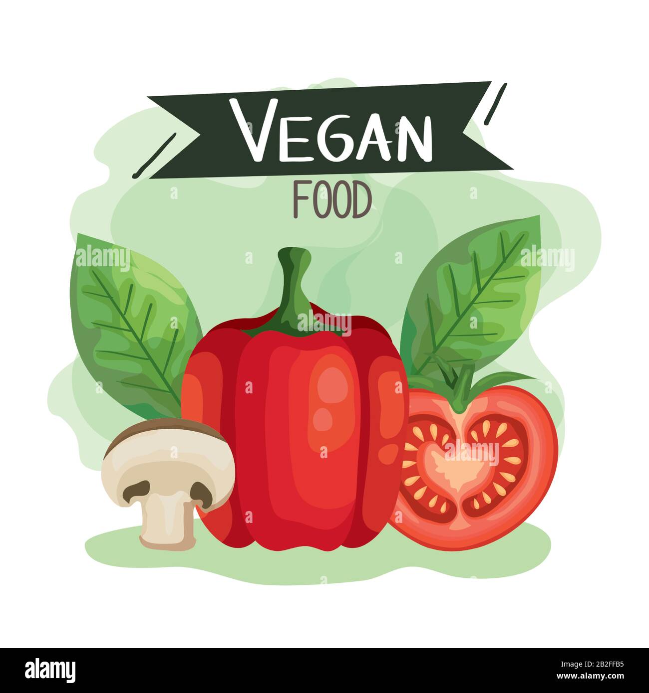 vegan food poster with bell pepper and vegetables Stock Vector Image ...