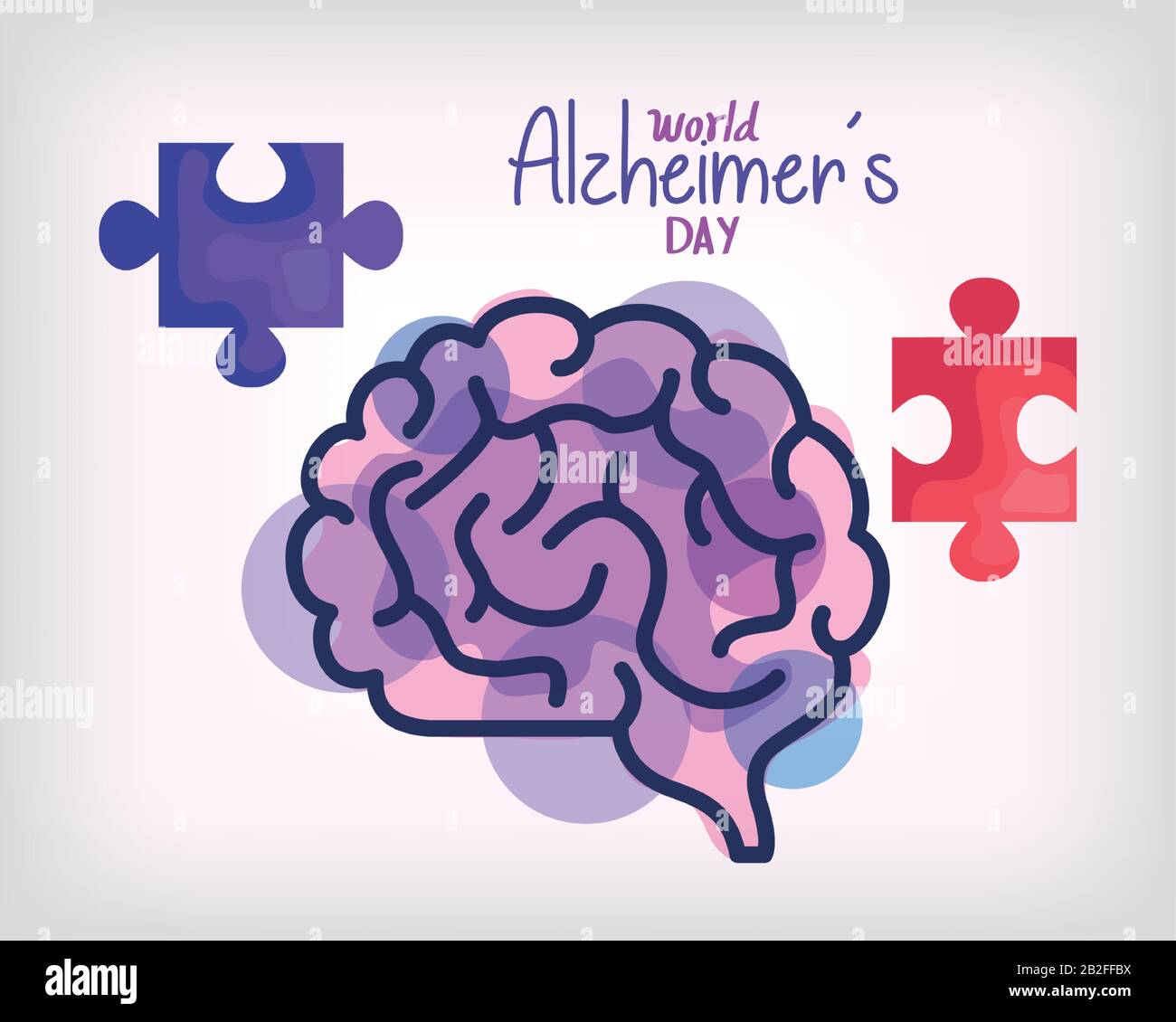 world alzheimer day with brain and puzzle piece Stock Vector Image ...