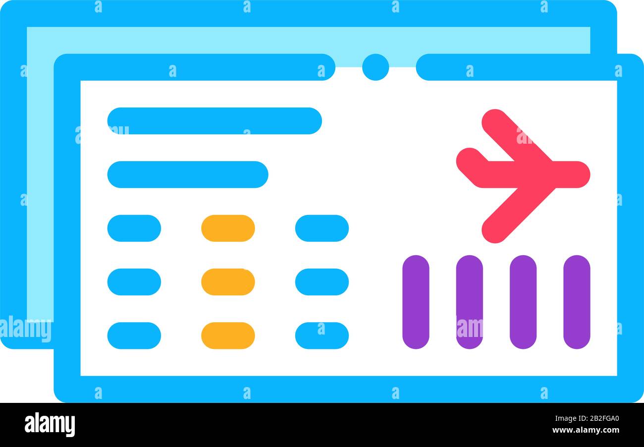 Airline Ticket Boarding Pass Icon Thin Line Vector Stock Vector Image ...