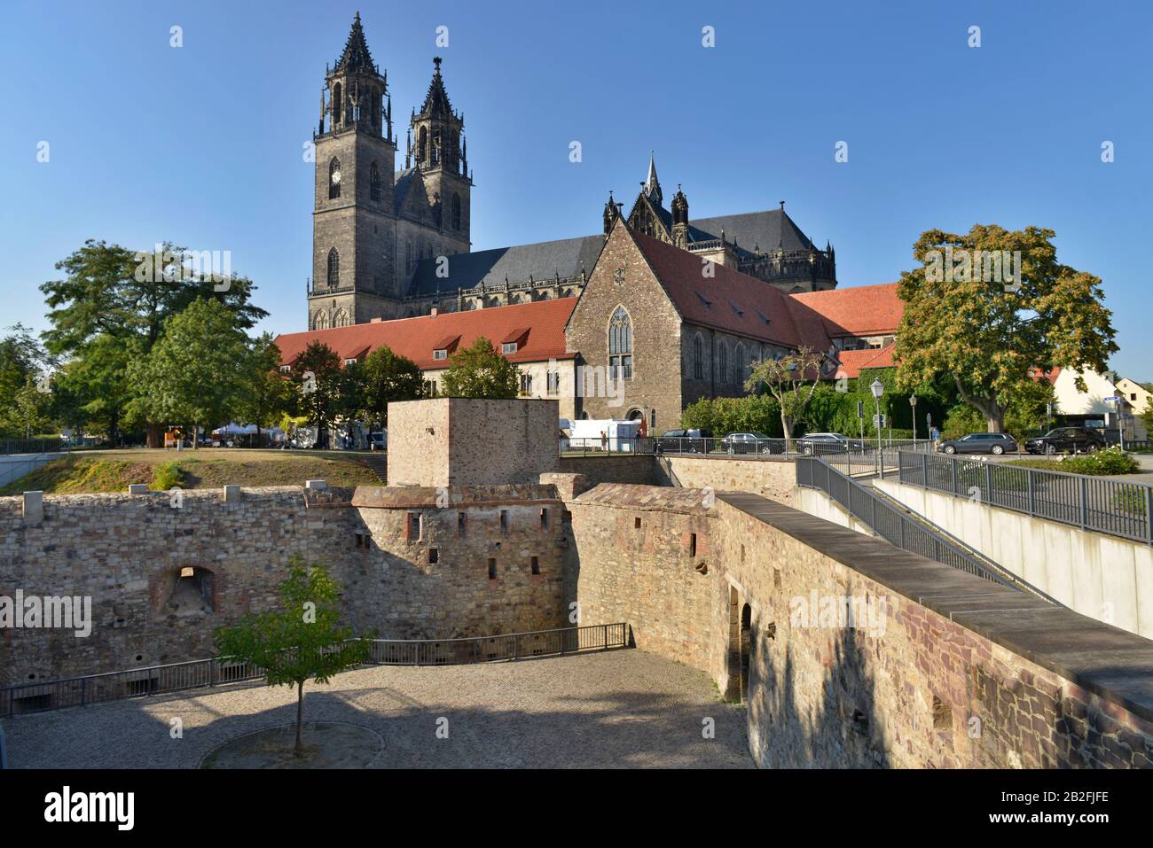 Magdeburger Dom, Bastion Cleve, Am Dom, Magdeburg, Sachsen-Anhalt, Deutschland Stock Photo