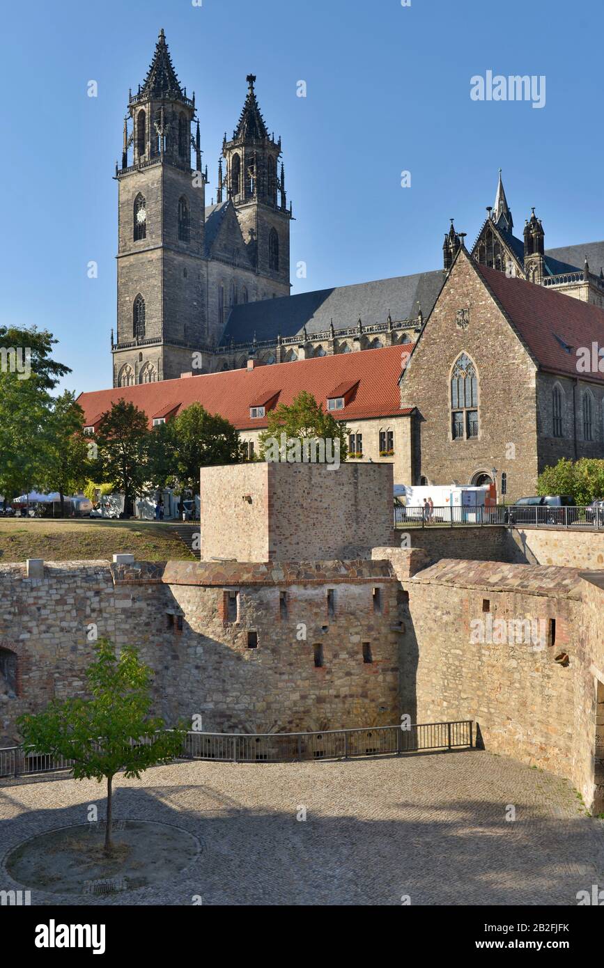 Magdeburger Dom, Bastion Cleve, Am Dom, Magdeburg, Sachsen-Anhalt, Deutschland Stock Photo