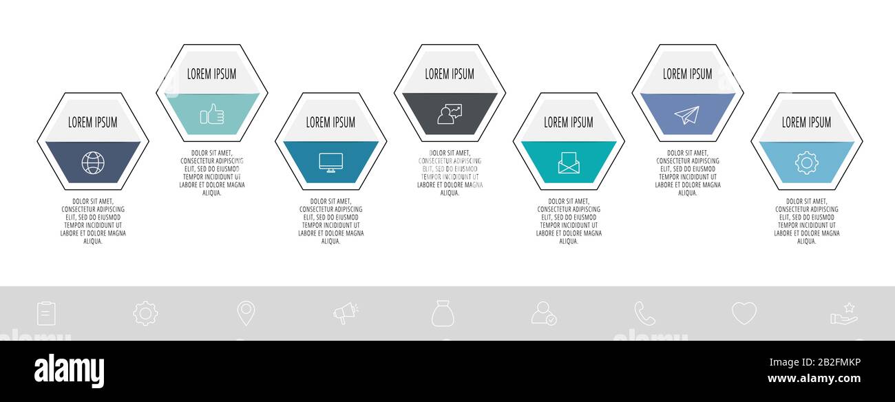 Vector modern infographic process template. Polygons with icons and ...
