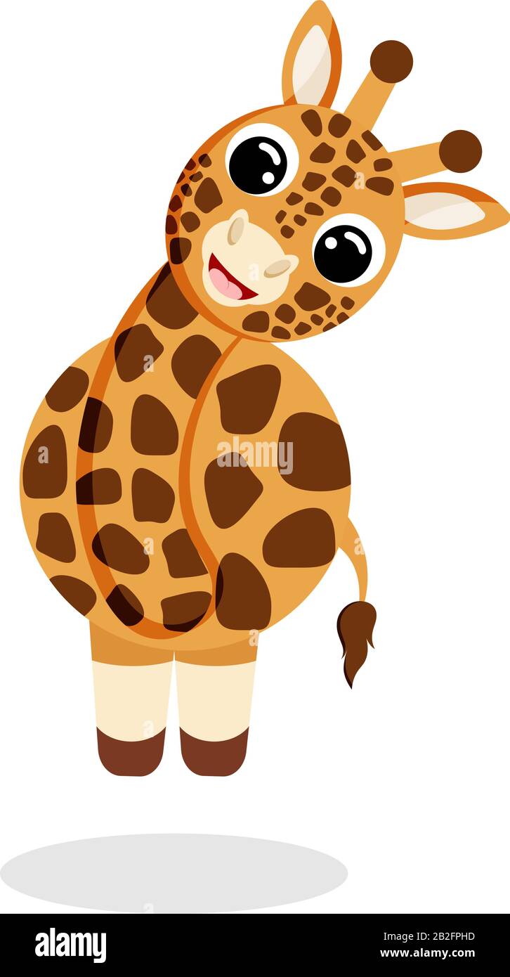 giraffe in flat style vector image, Cartoon character. Flat vector ...