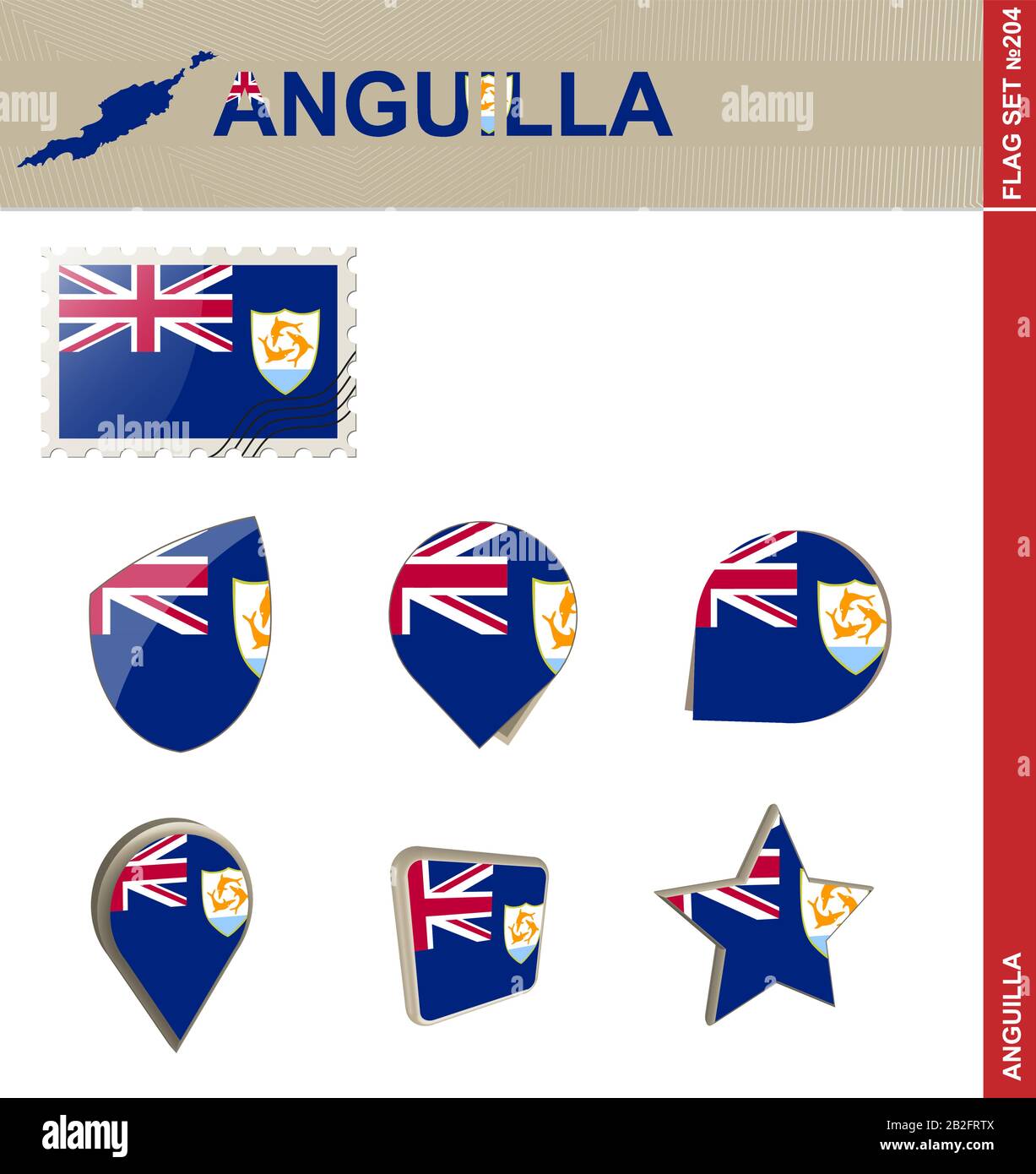 Anguilla Flag Set Flag Set 4 Vector Stock Vector Image Art Alamy