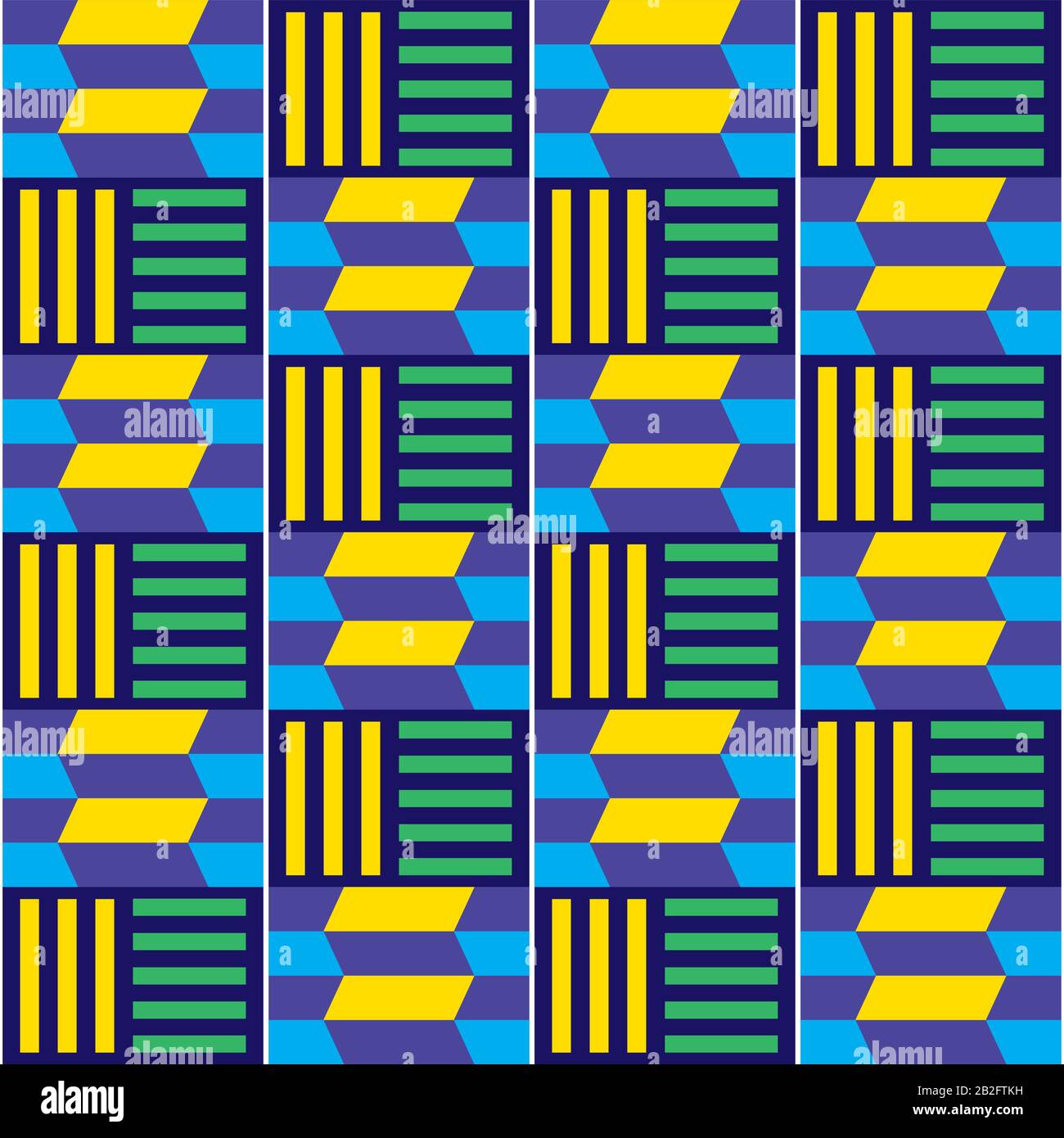 African tribal Kente vector seamless textile pattern, geometric design inspired by textiles from Africa Stock Vector