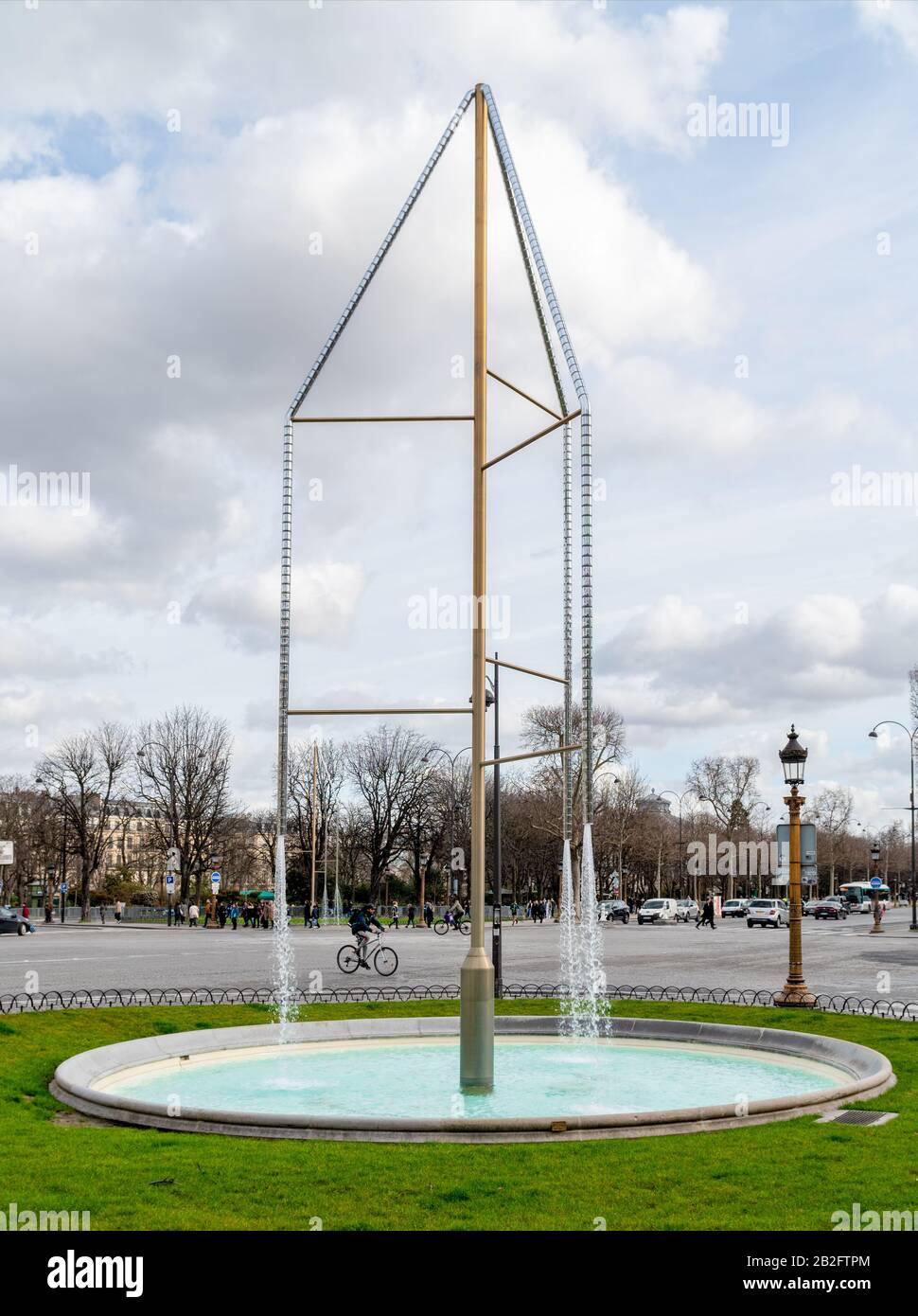 Crystal fountains at rond-point des champs-elysee Stock Photo