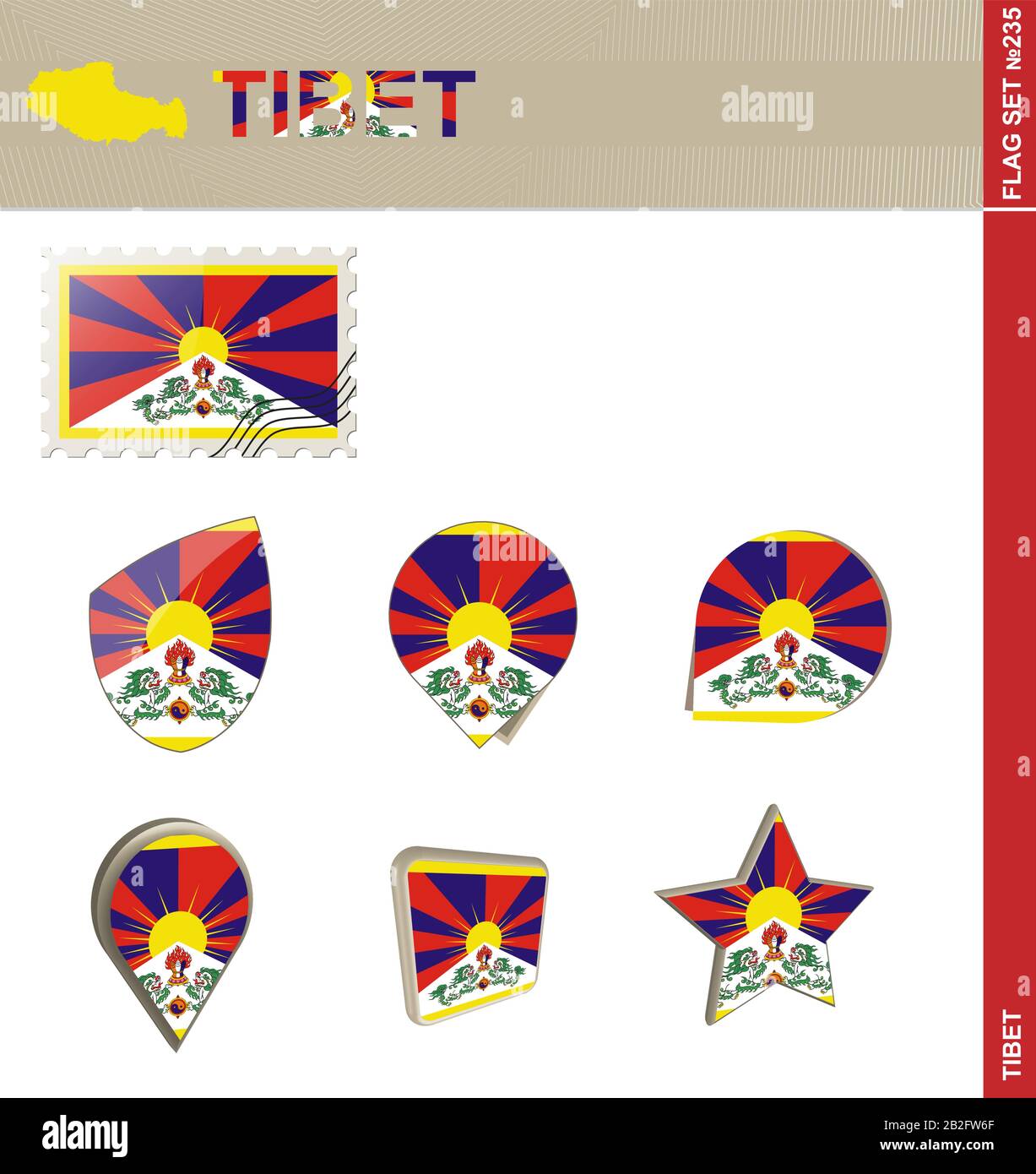 Tibet Flag Set, Flag Set 235. Vector Stock Vector Image & Art Alamy