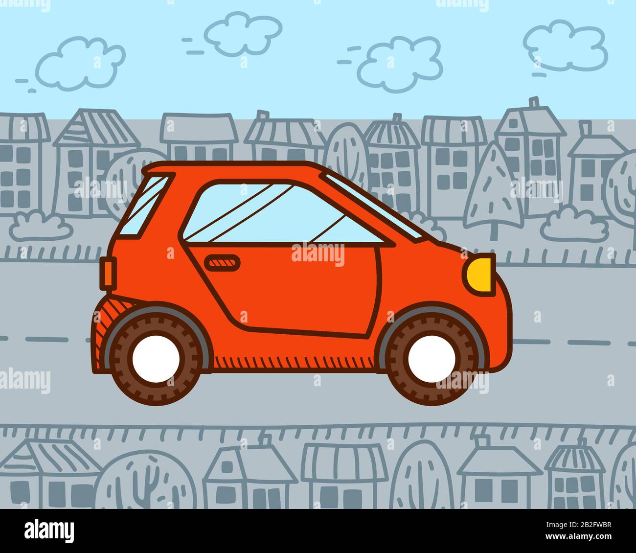 Micro Car in the city. Urban vehicle Stock Vector