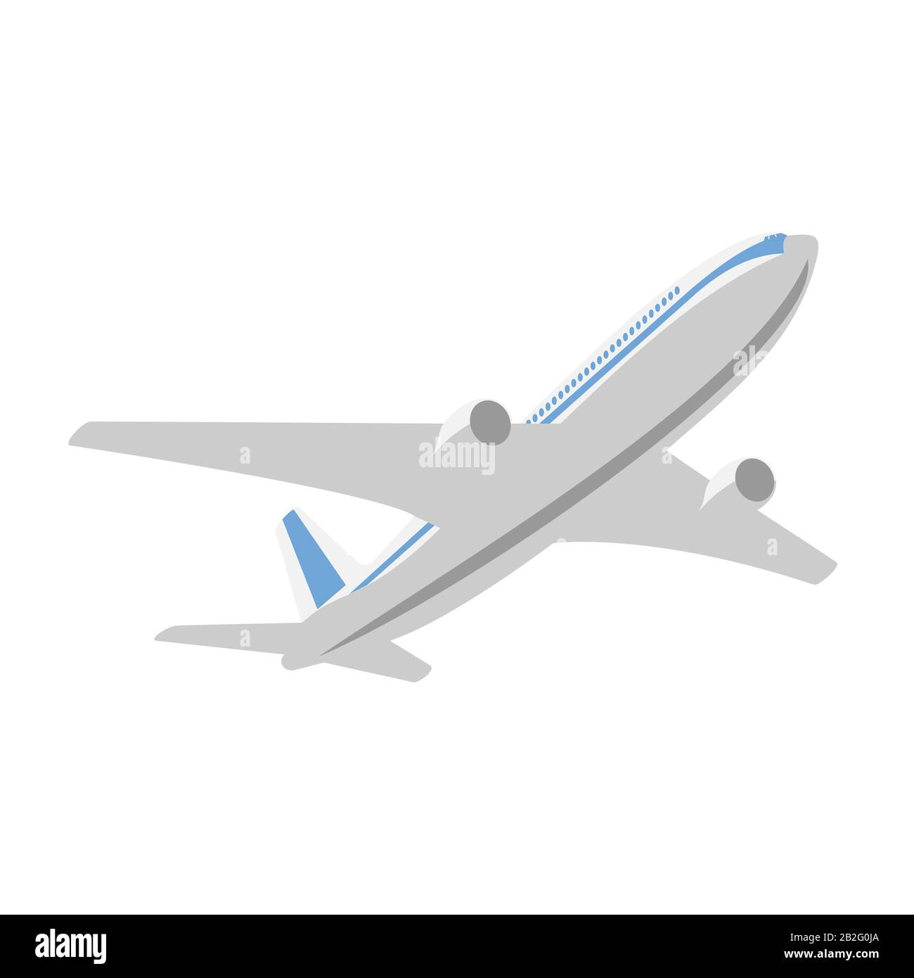 Flying passenger plane on a white background Stock Vector