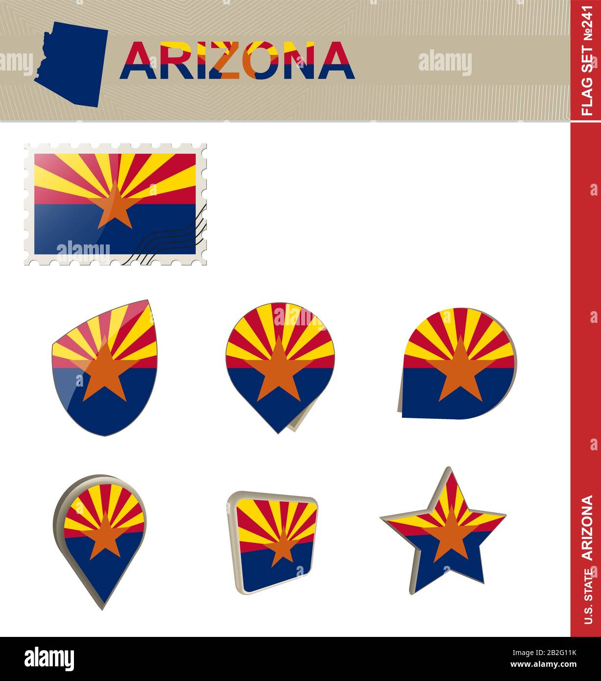 Arizona Flag Set, US state, Flag Set #241. Vector Stock Vector Image ...