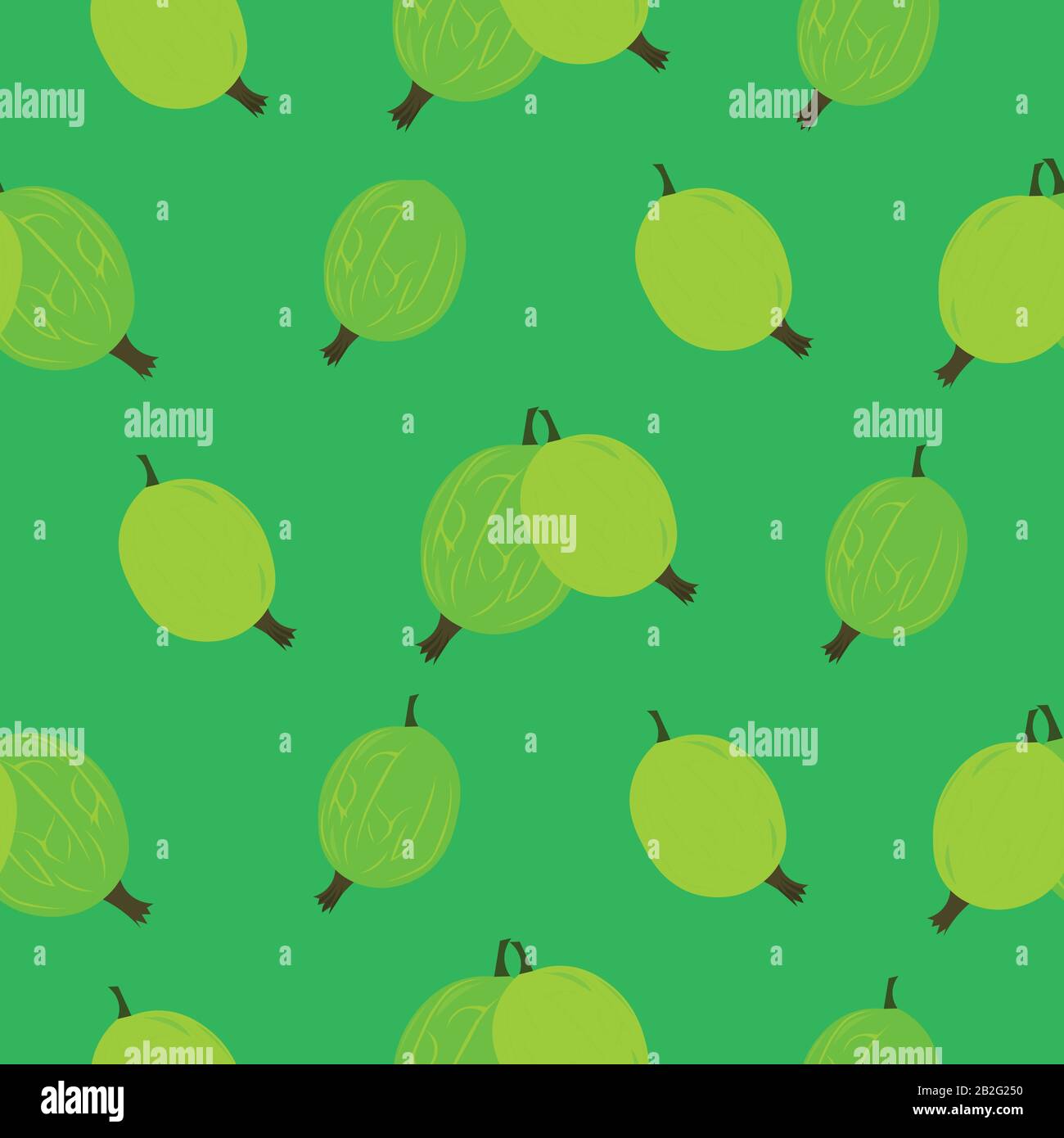 Gooseberry Design Pattern gooseberry on a green background. Summer design for cafe, menu ...