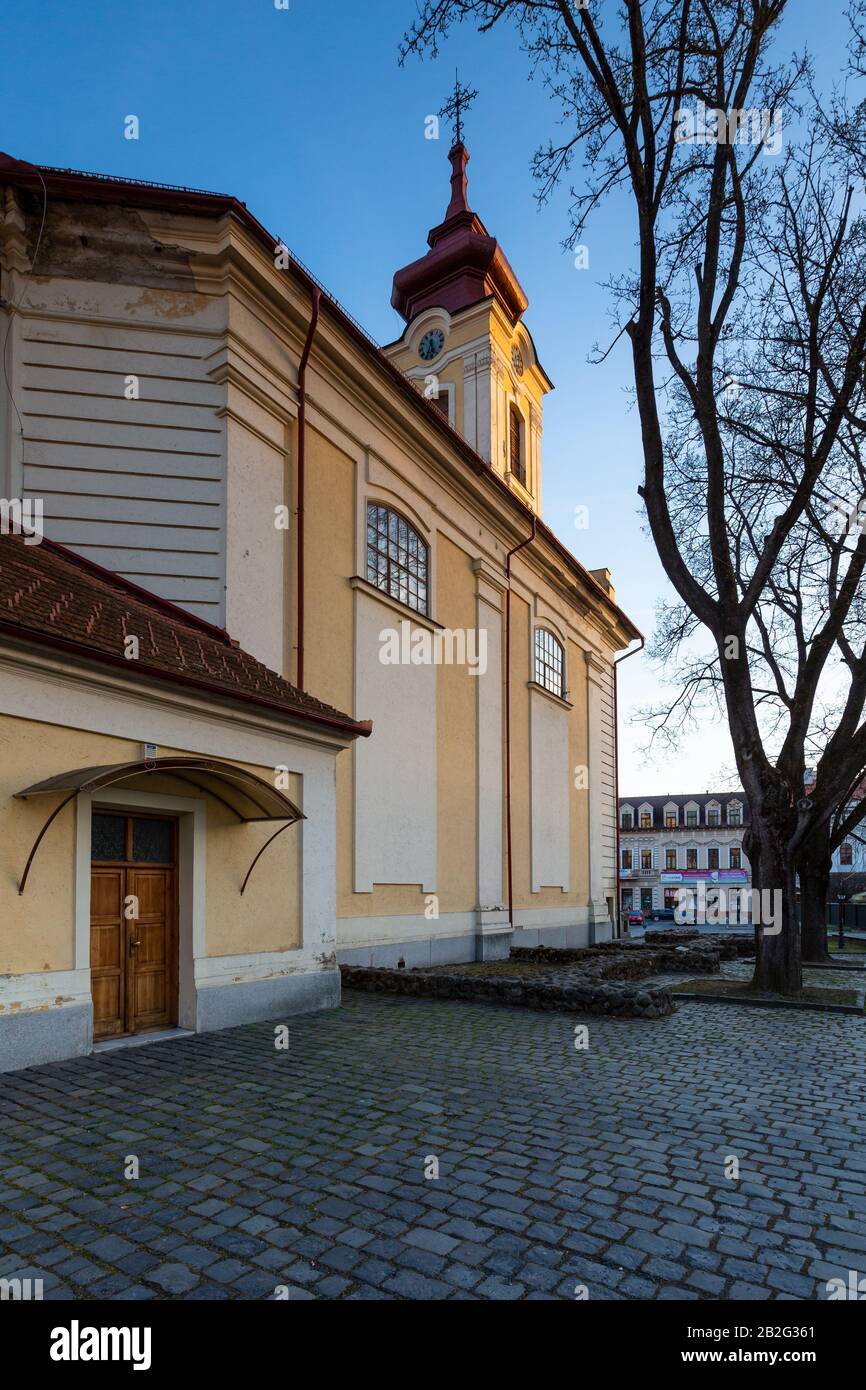 Rimavska Sobota, Slovakia - March 3, 2019: Classicistic Roman Catholic church in the town of Rimavska Sobota, Slovakia. Stock Photo