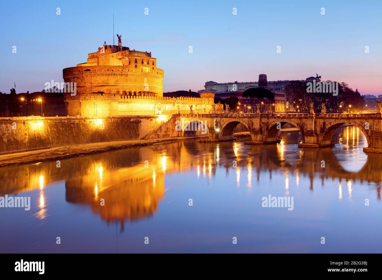 Castle Angelo, Rome at night Stock Photo