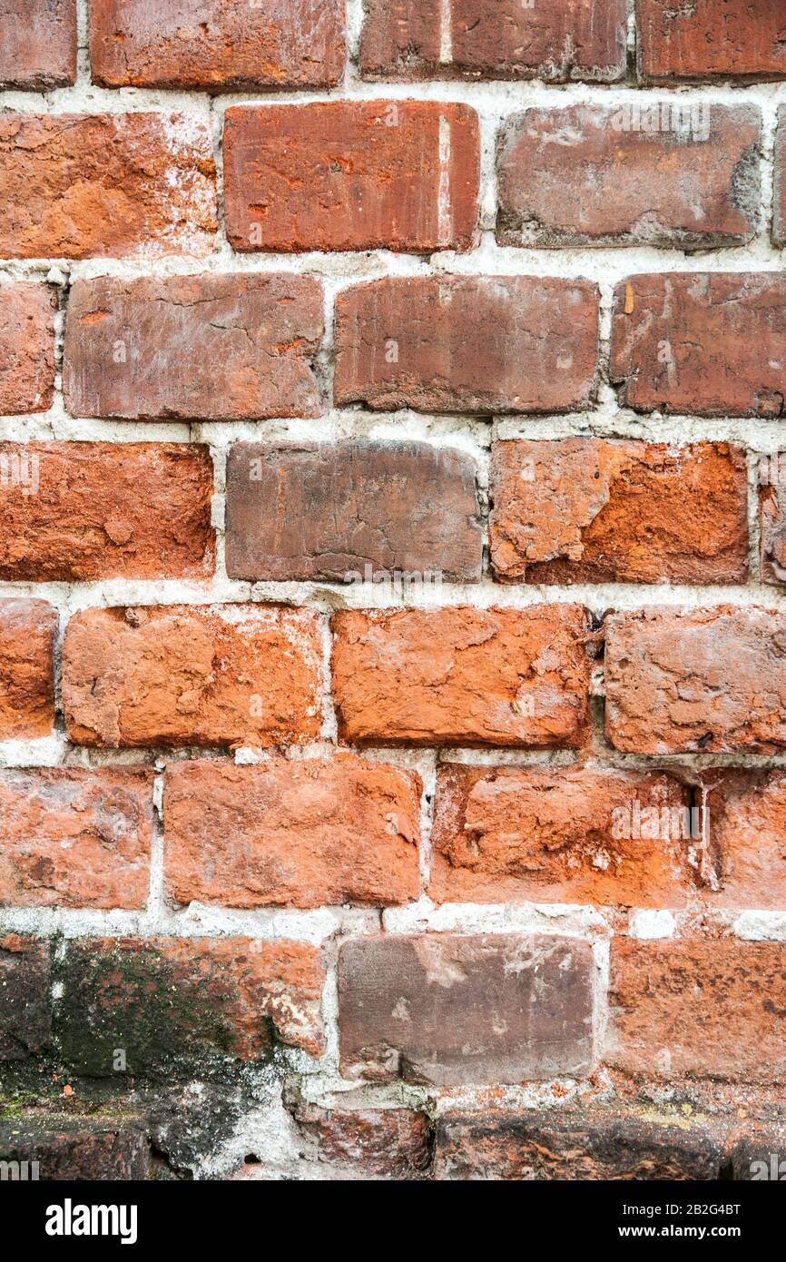 Background old vintage brick wall texture, old and weathered Stock