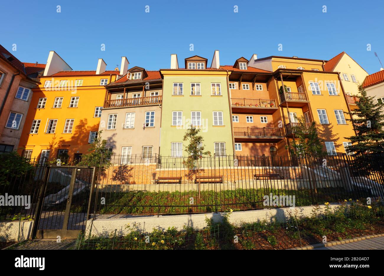 Houses in Warsaw, Poland Stock Photo