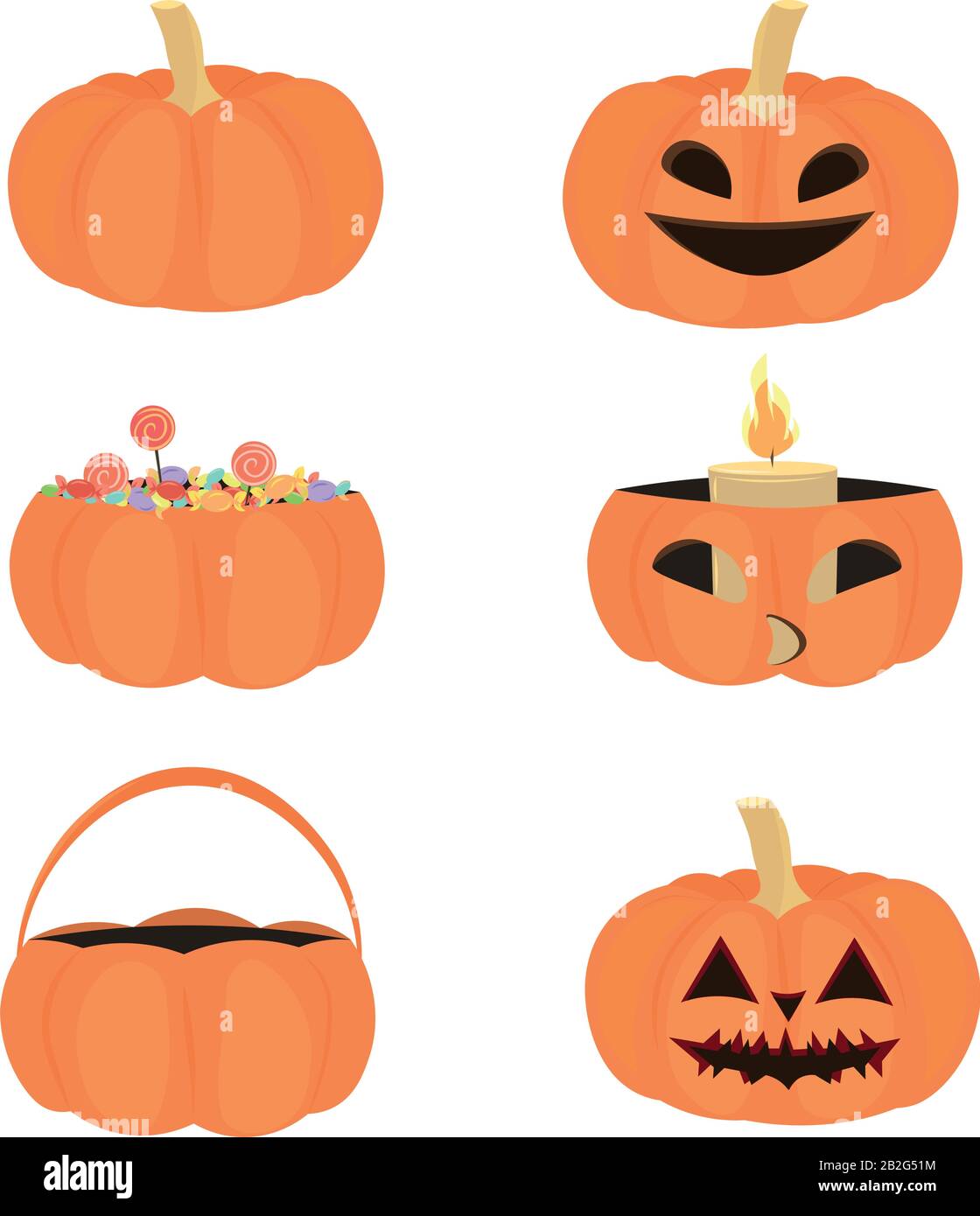 Set of vector pumpkins for Halloween. Stock Vector