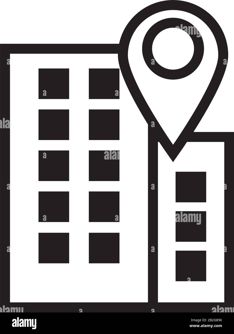 building with pin pointer location line style icon Stock Vector Image ...