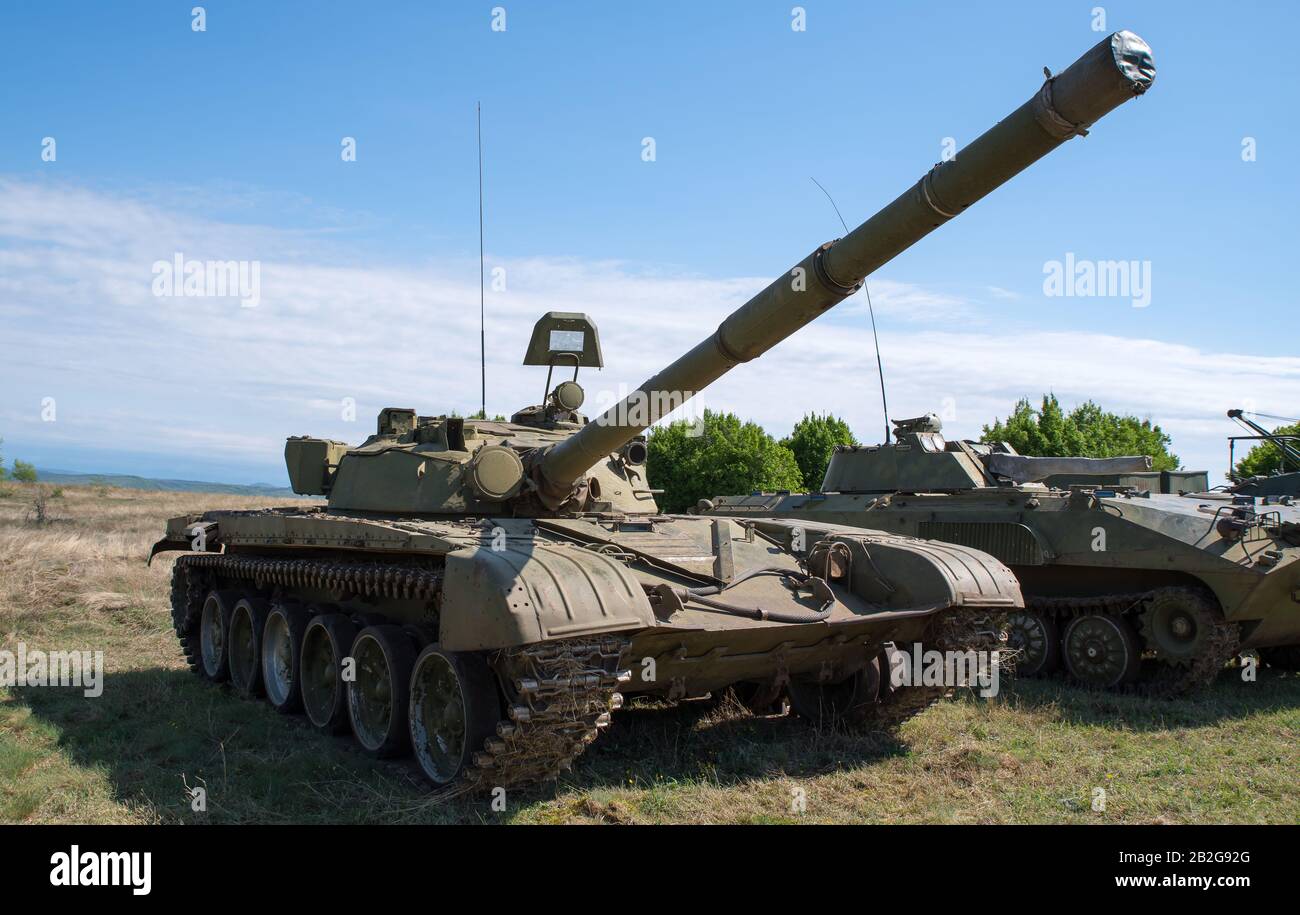 Old Soviet tank T-72 Stock Photo