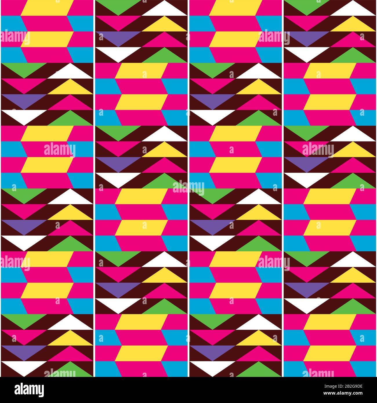 African Kente style vector seamless textile pattern, repetitive tribal design inspired by textiles from Africa Stock Vector