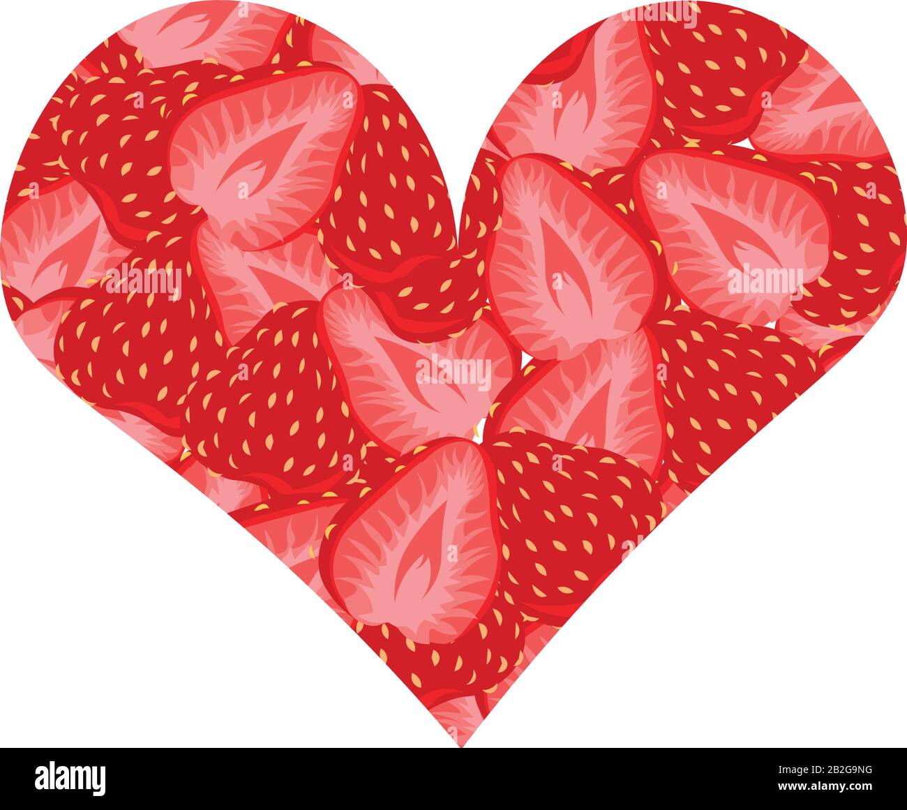 Strawberry center. Sweet design for cards, flyers, scenery. Valentine's Day. Love and romance. Stock Vector
