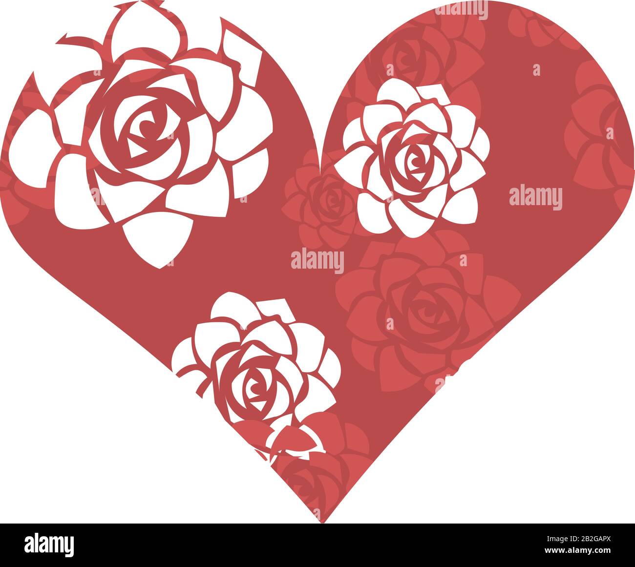 Heart of roses. Delicate design for cards, flyers, decorations. Valentine's Day. Love and romance. Stock Vector